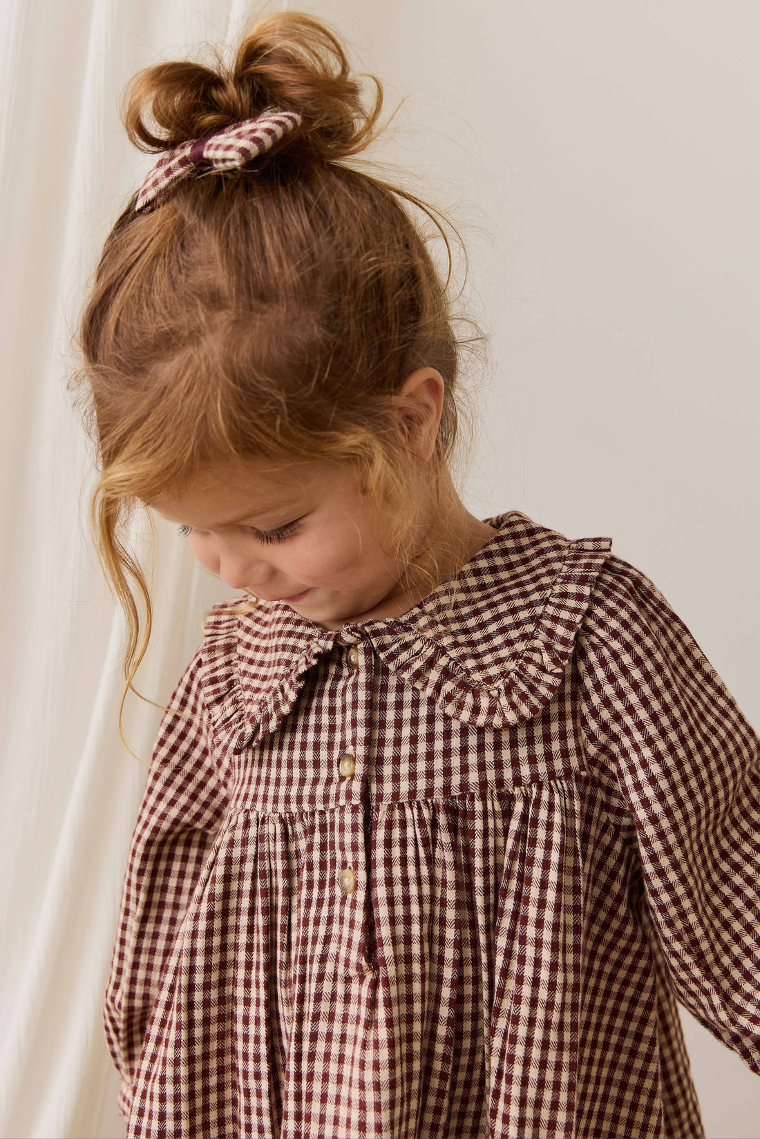 Organic Cotton Ira Dress - Cinnamon Gingham Childrens Dress from Jamie Kay Australia