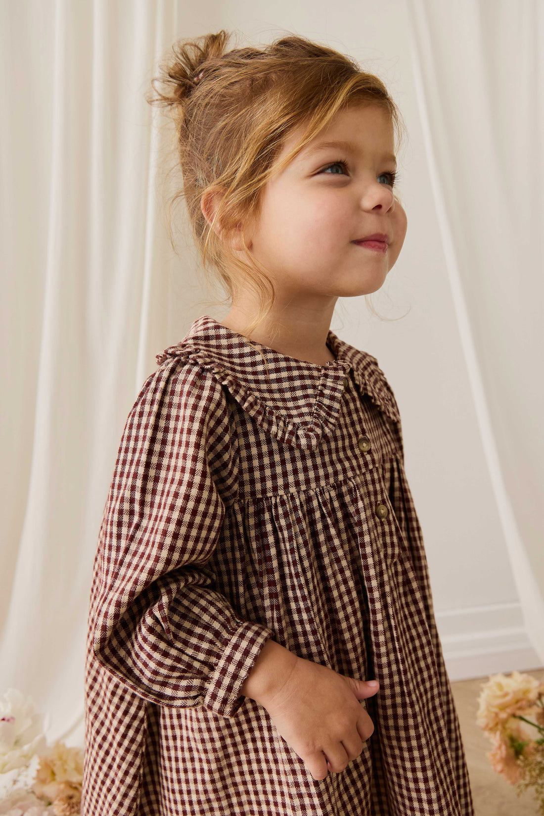 Organic Cotton Ira Dress - Cinnamon Gingham Childrens Dress from Jamie Kay Australia