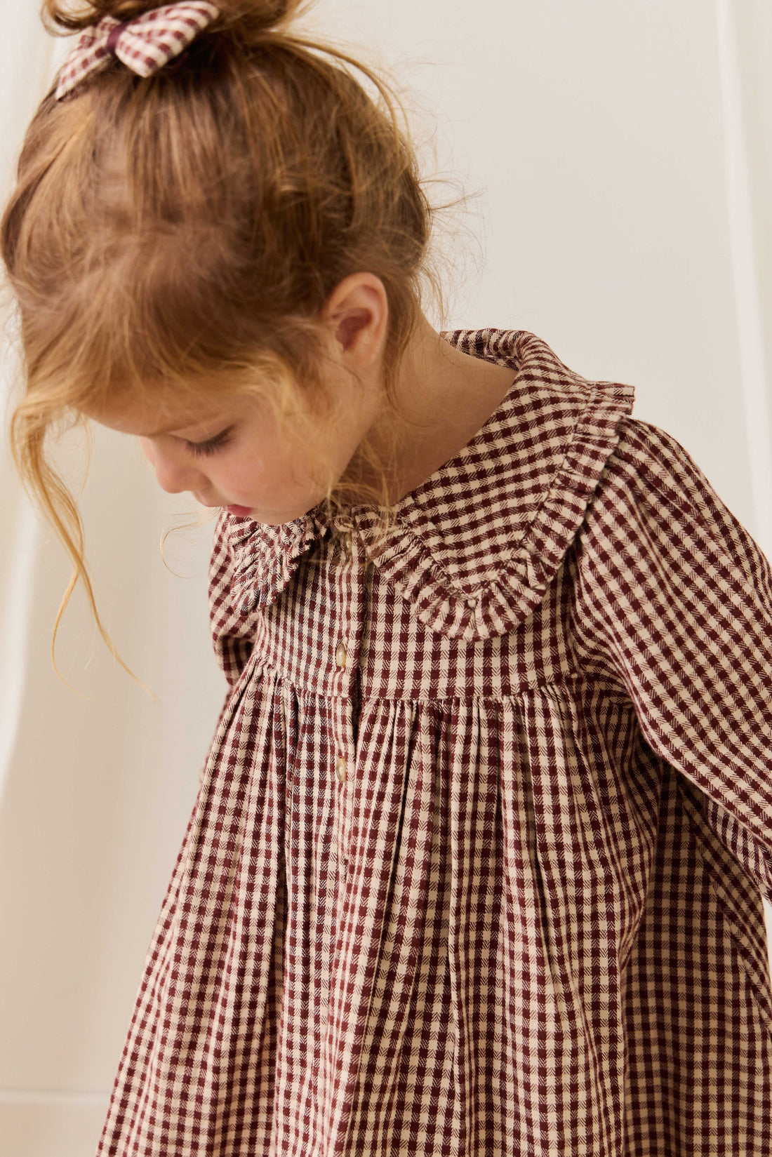 Organic Cotton Ira Dress - Cinnamon Gingham Childrens Dress from Jamie Kay Australia