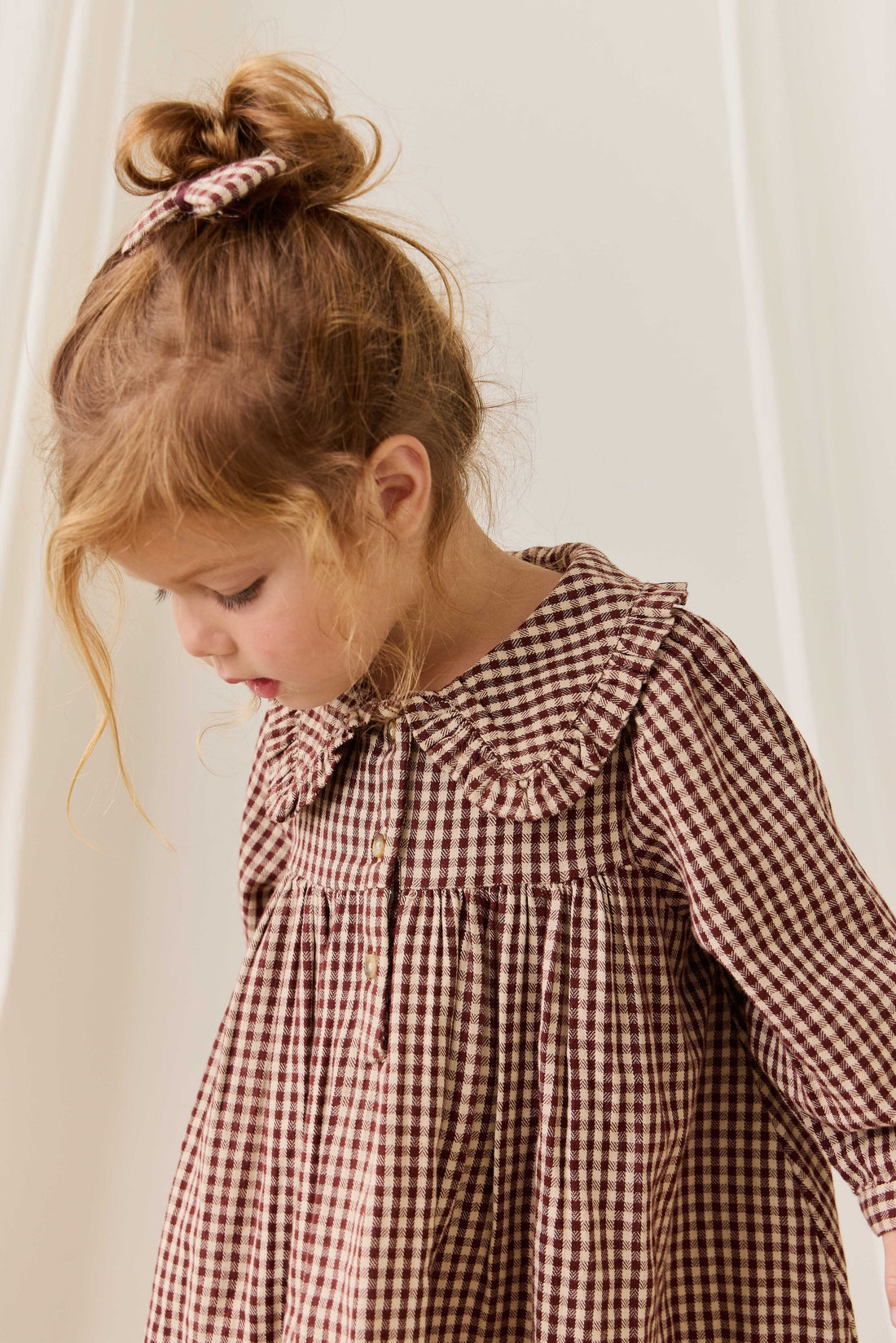 Organic Cotton Ira Dress - Cinnamon Gingham Childrens Dress from Jamie Kay Australia