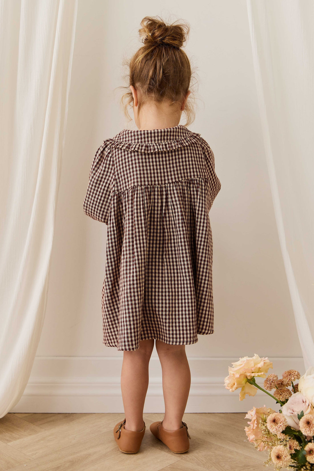 Organic Cotton Ira Dress - Cinnamon Gingham Childrens Dress from Jamie Kay Australia