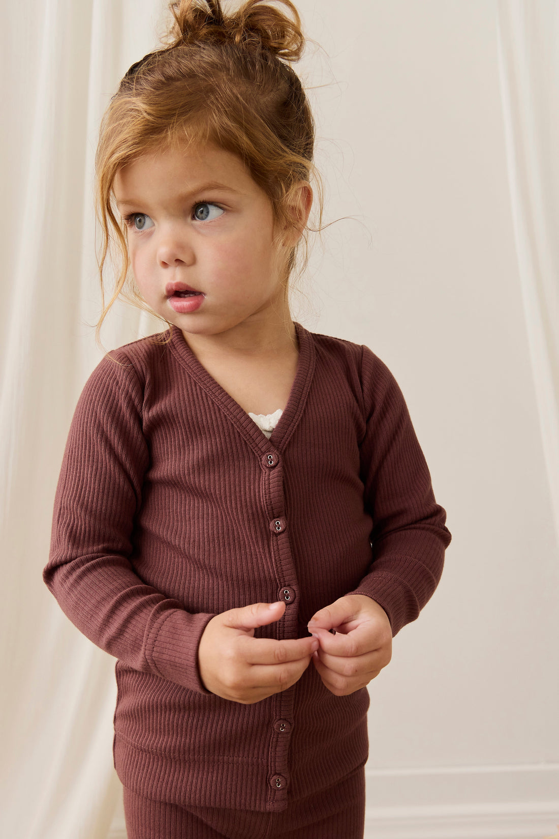 Organic Cotton Modal Cardigan - Burnt Cinnamon Childrens Cardigan from Jamie Kay Australia