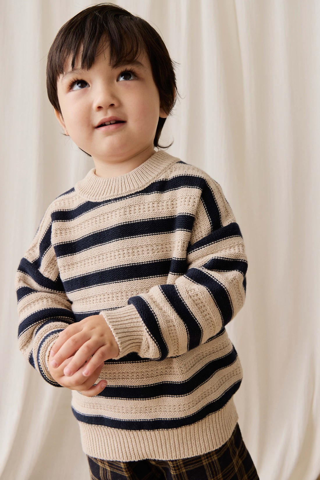 Byron Jumper-Byron Stripe Oat / Eclipse Childrens Jumper from Jamie Kay Australia
