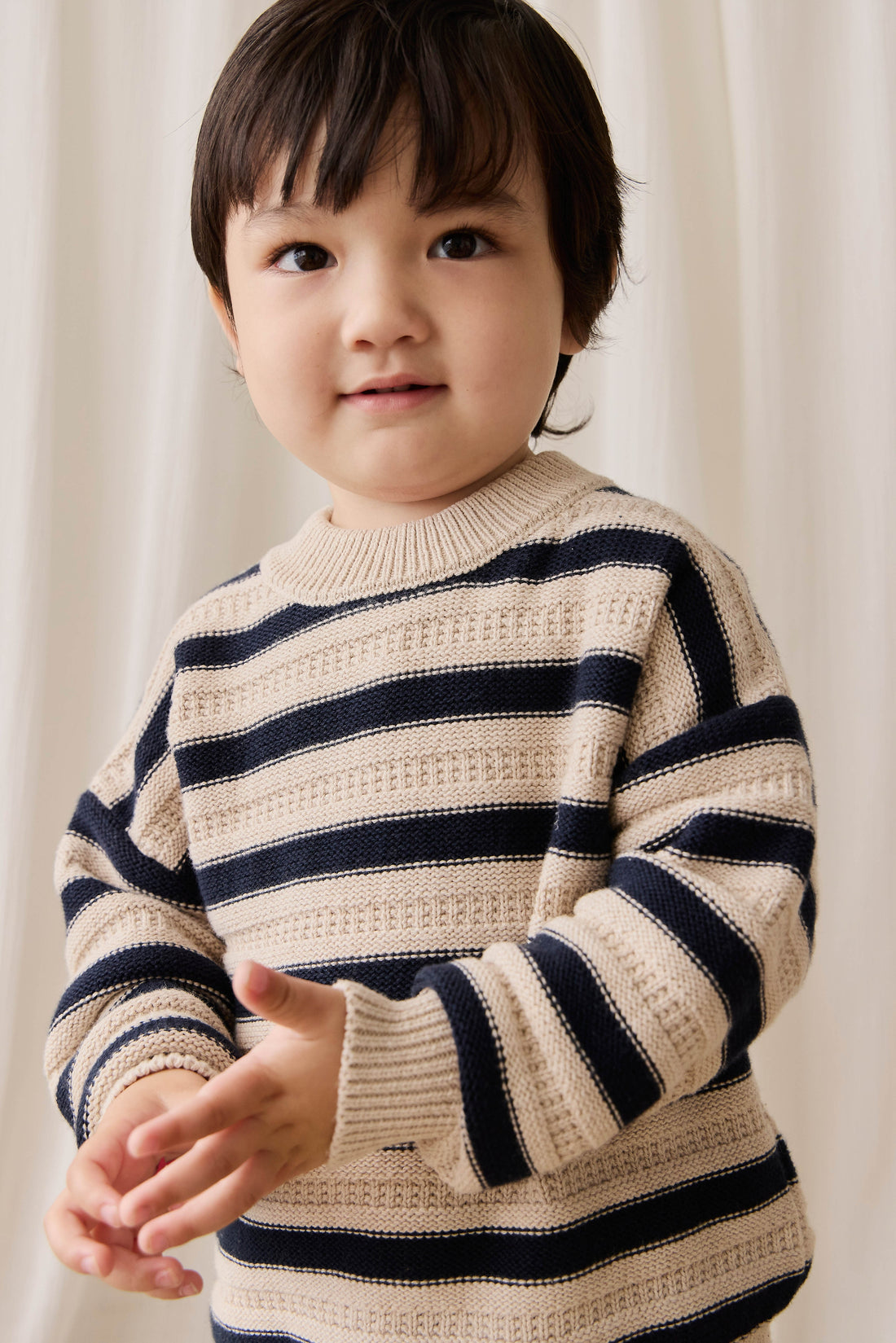 Byron Jumper-Byron Stripe Oat / Eclipse Childrens Jumper from Jamie Kay Australia