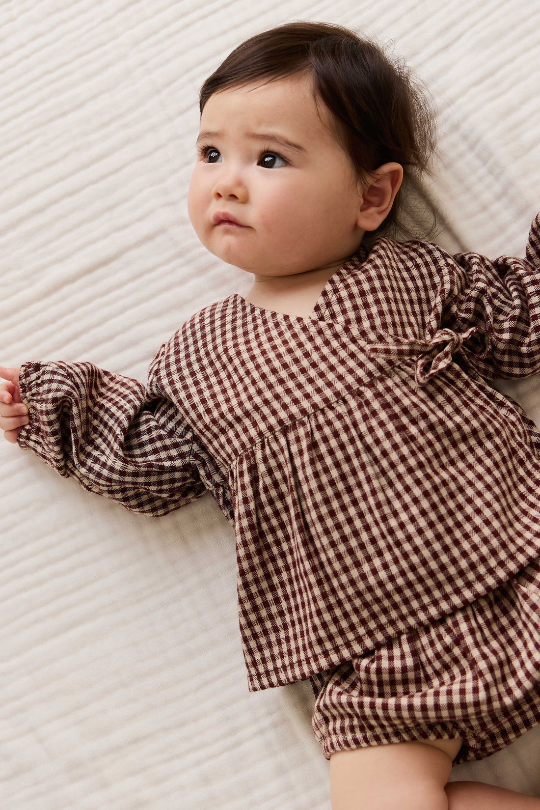 Organic Cotton Imani Blouse - Cinnamon Gingham Childrens Top from Jamie Kay Australia