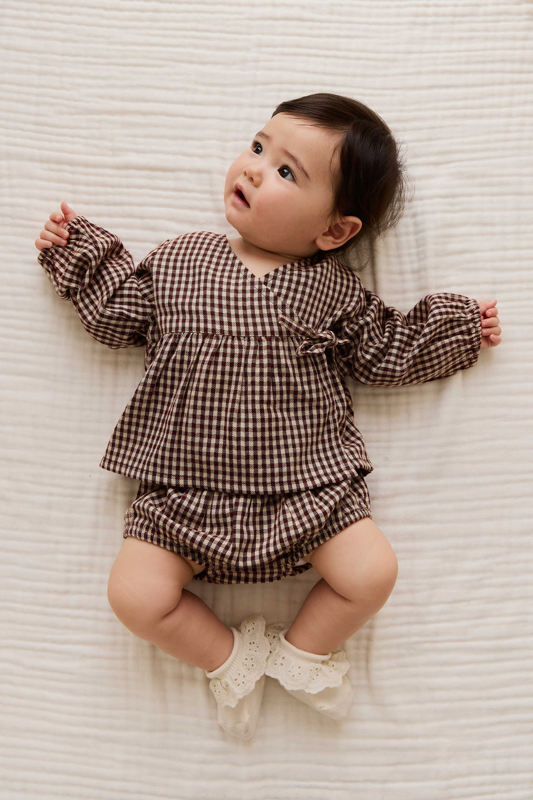Organic Cotton Imani Blouse - Cinnamon Gingham Childrens Top from Jamie Kay Australia
