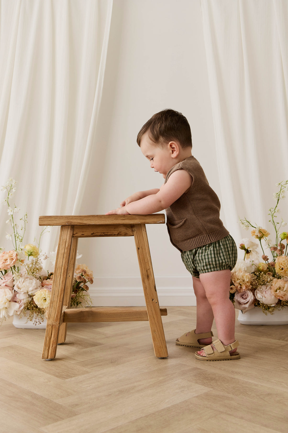 Organic Cotton Gabriel Bloomer - Ravine Check Childrens Bloomer from Jamie Kay Australia