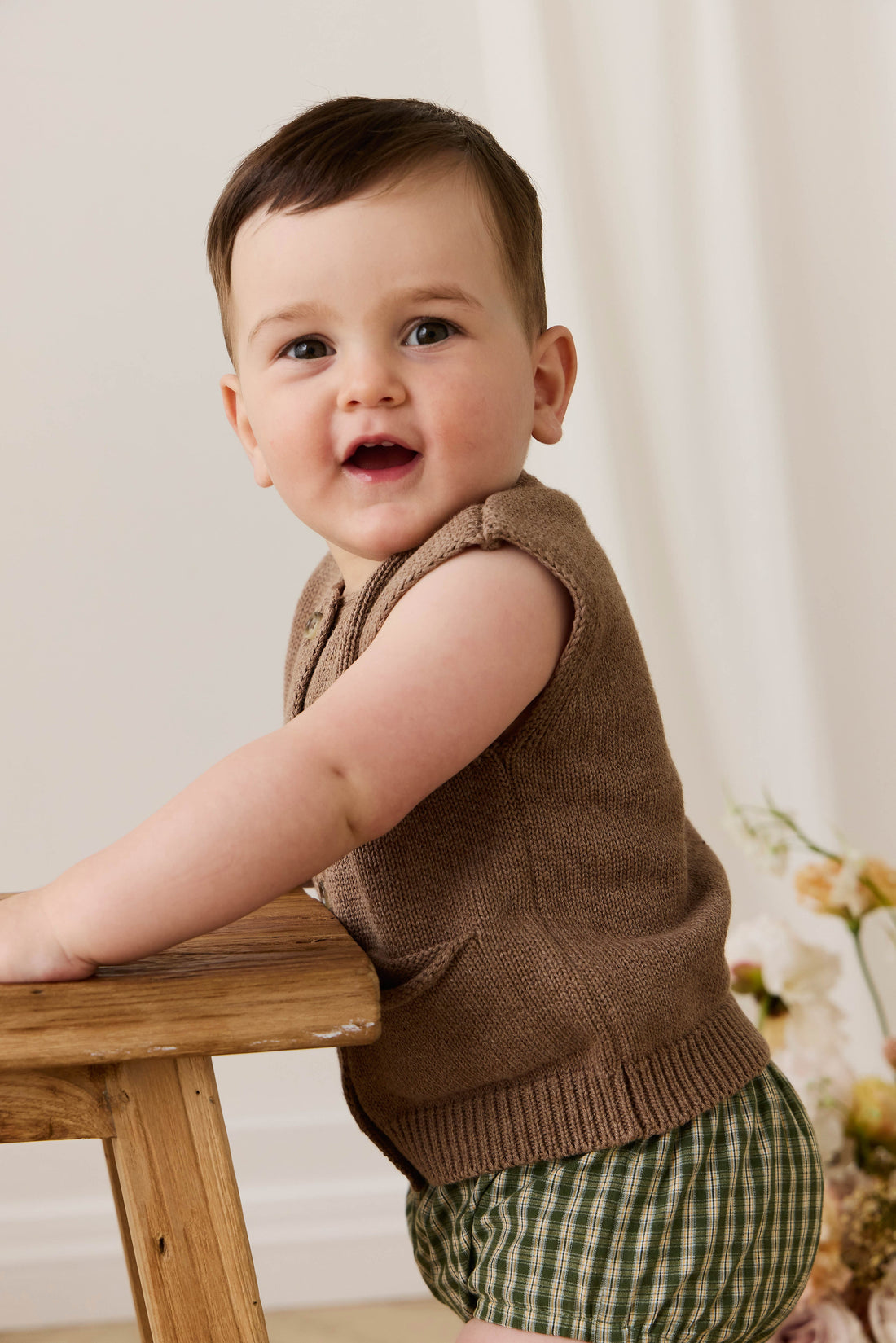 Organic Cotton Gabriel Bloomer - Ravine Check Childrens Bloomer from Jamie Kay Australia