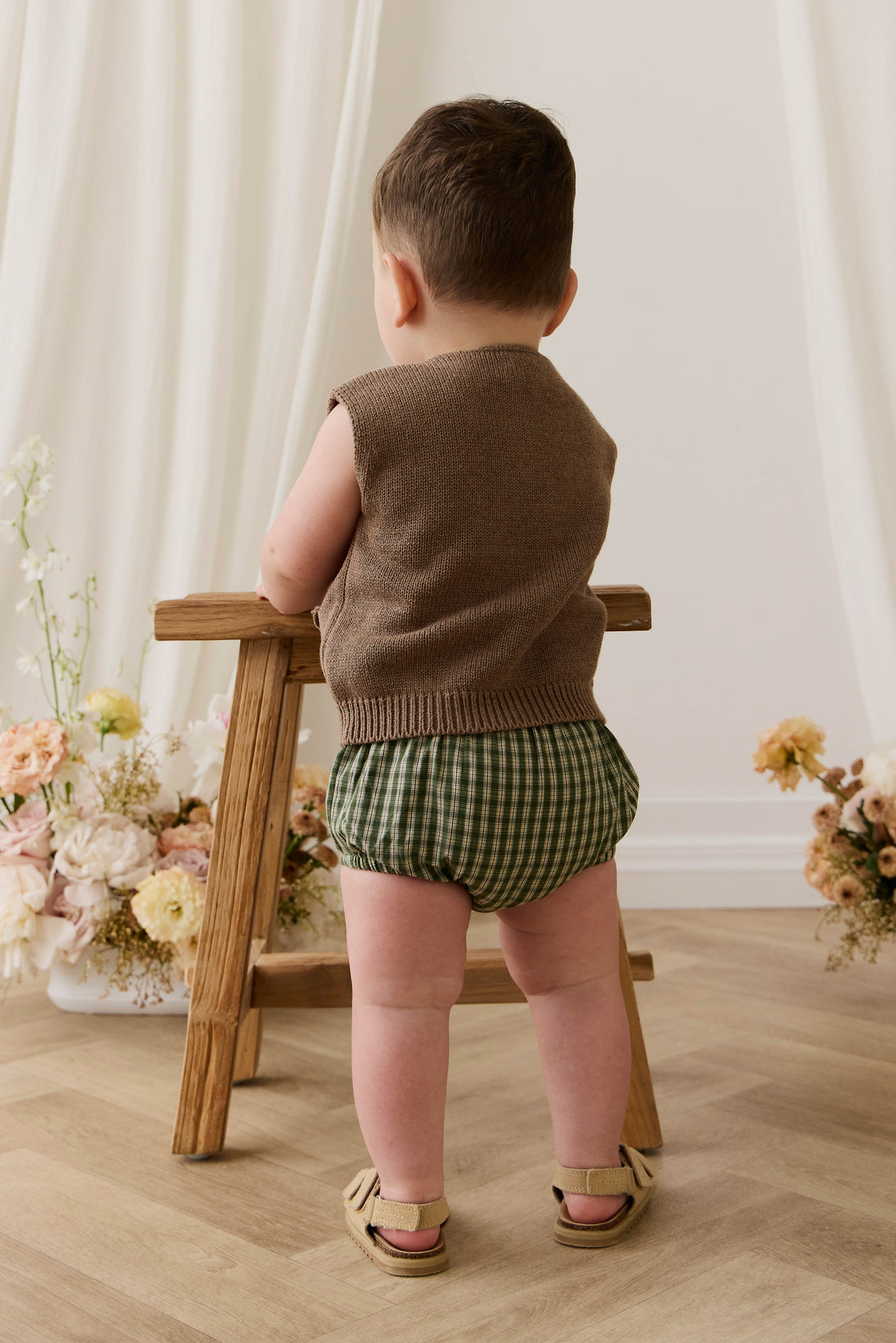 Organic Cotton Gabriel Bloomer - Ravine Check Childrens Bloomer from Jamie Kay Australia
