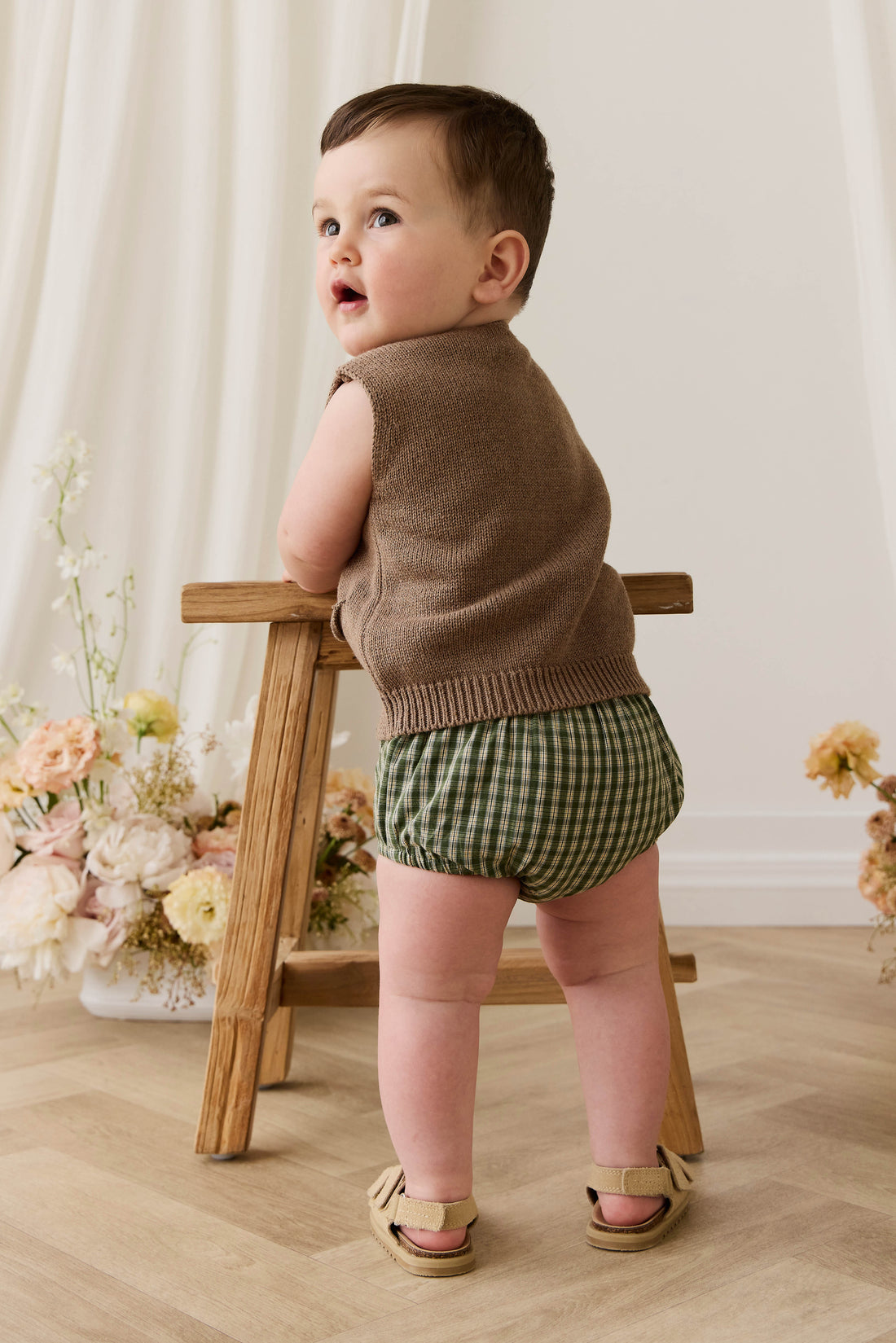 Organic Cotton Gabriel Bloomer - Ravine Check Childrens Bloomer from Jamie Kay Australia