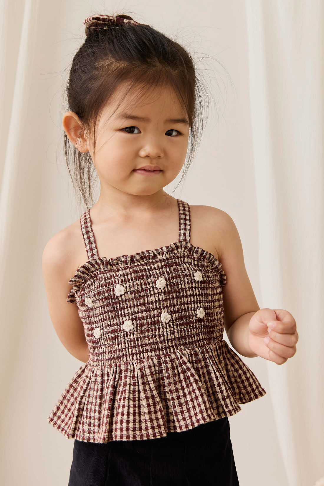 Organic Cotton Auden Top - Cinnamon Gingham Childrens Top from Jamie Kay Australia