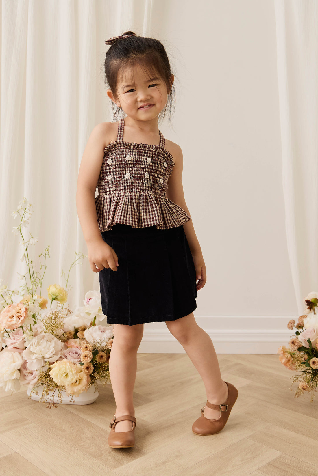 Organic Cotton Auden Top - Cinnamon Gingham Childrens Top from Jamie Kay Australia