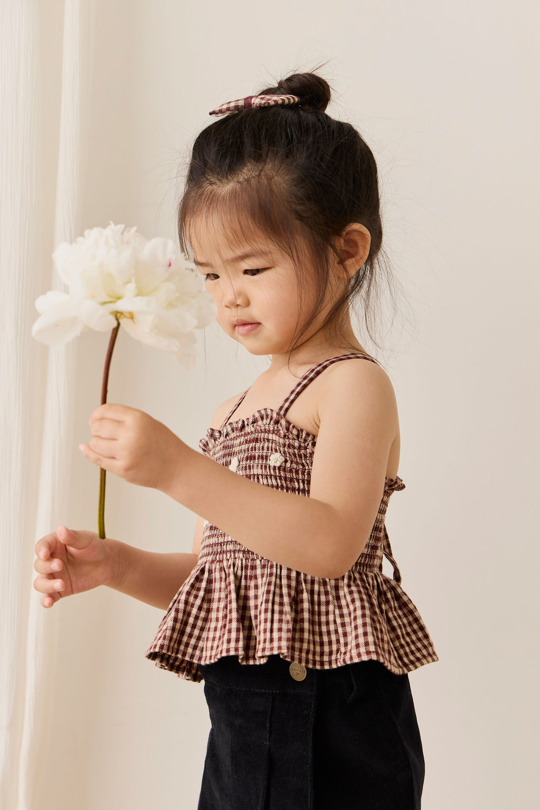 Organic Cotton Auden Top - Cinnamon Gingham Childrens Top from Jamie Kay Australia