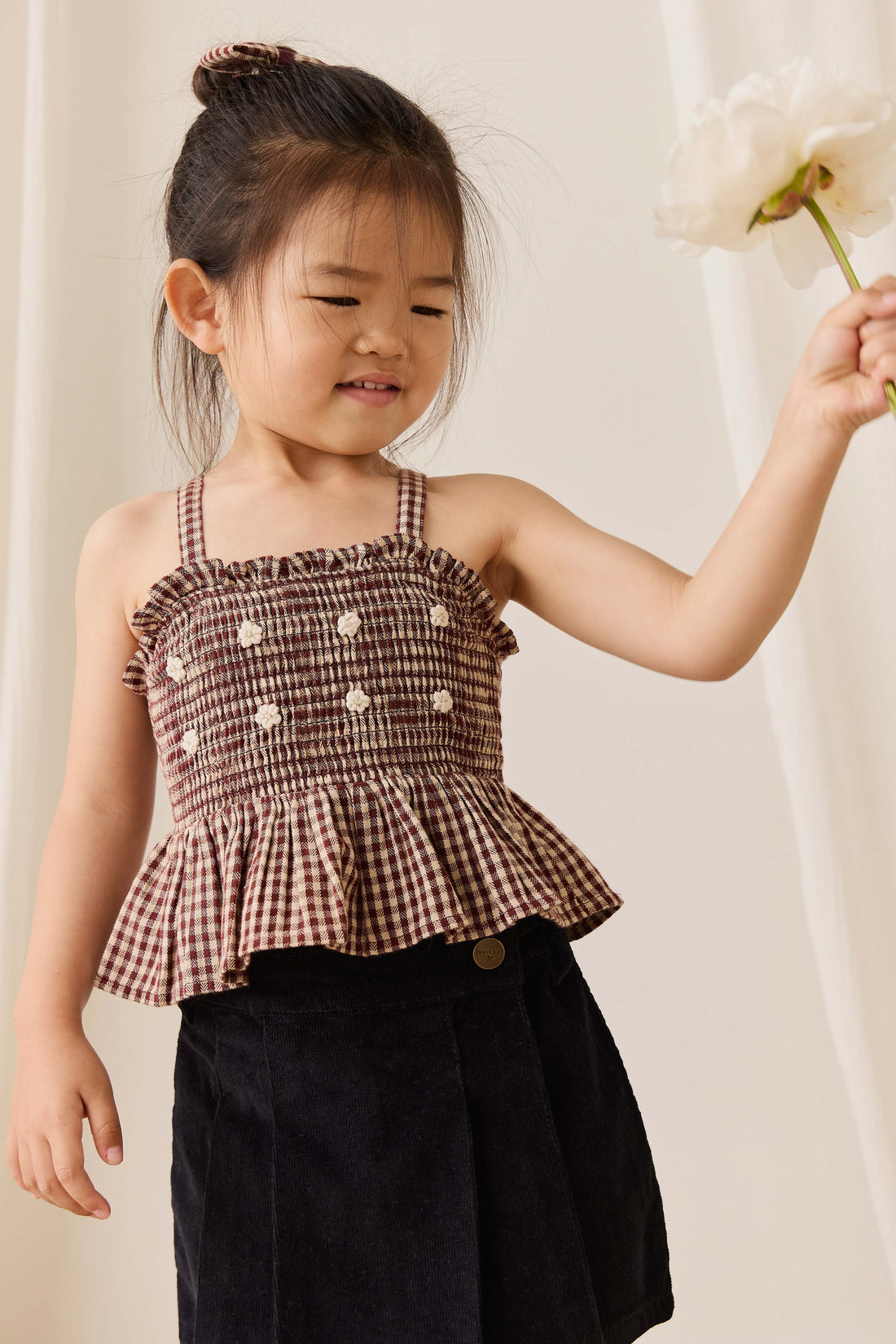 Organic Cotton Auden Top - Cinnamon Gingham Childrens Top from Jamie Kay Australia