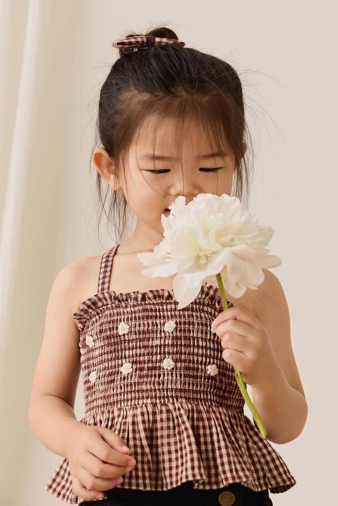 Organic Cotton Auden Top - Cinnamon Gingham Childrens Top from Jamie Kay Australia