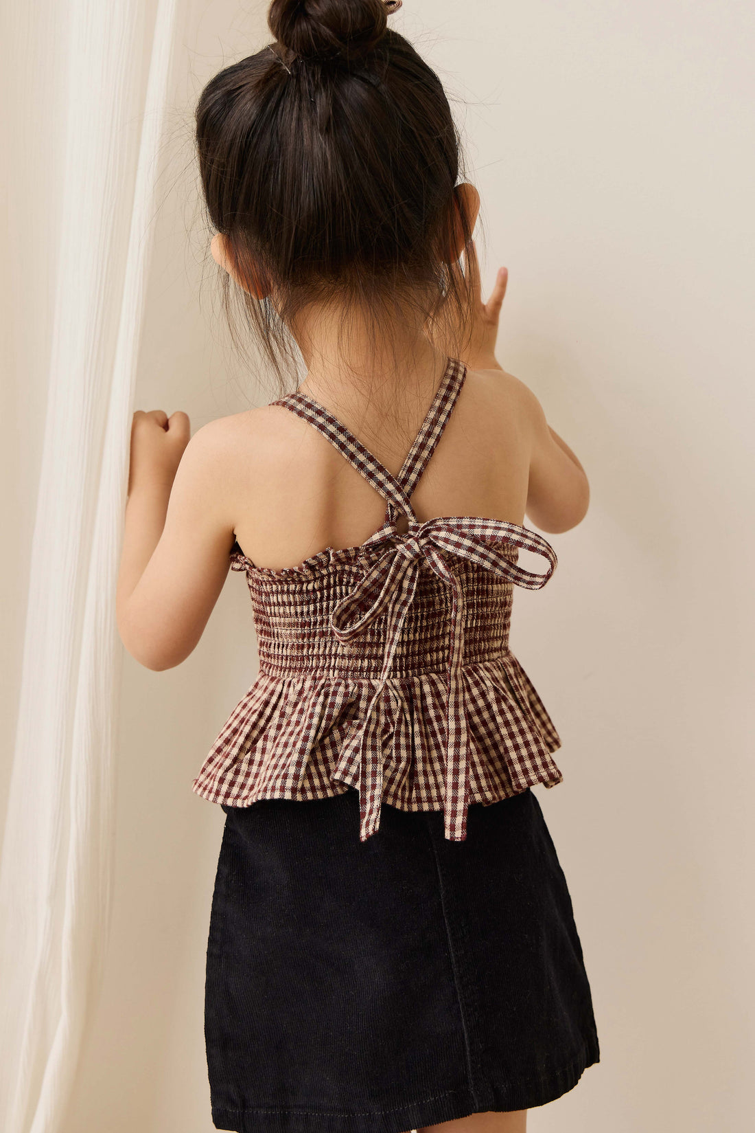 Organic Cotton Auden Top - Cinnamon Gingham Childrens Top from Jamie Kay Australia