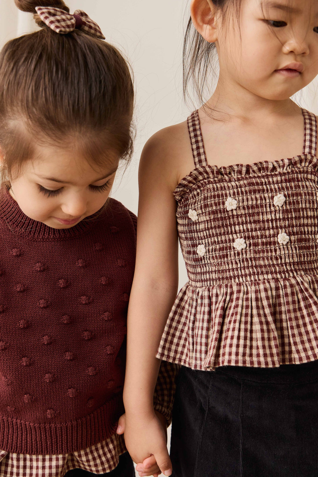 Organic Cotton Auden Top - Cinnamon Gingham Childrens Top from Jamie Kay Australia