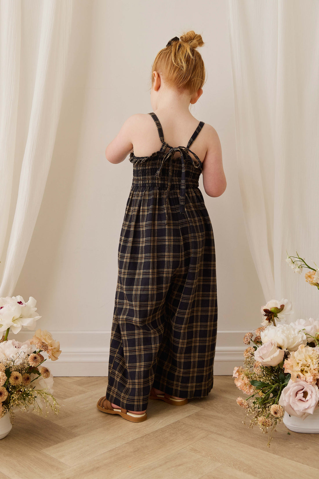 Organic Cotton Arabella Jumpsuit - Woodland Check Childrens Jumpsuit from Jamie Kay Australia