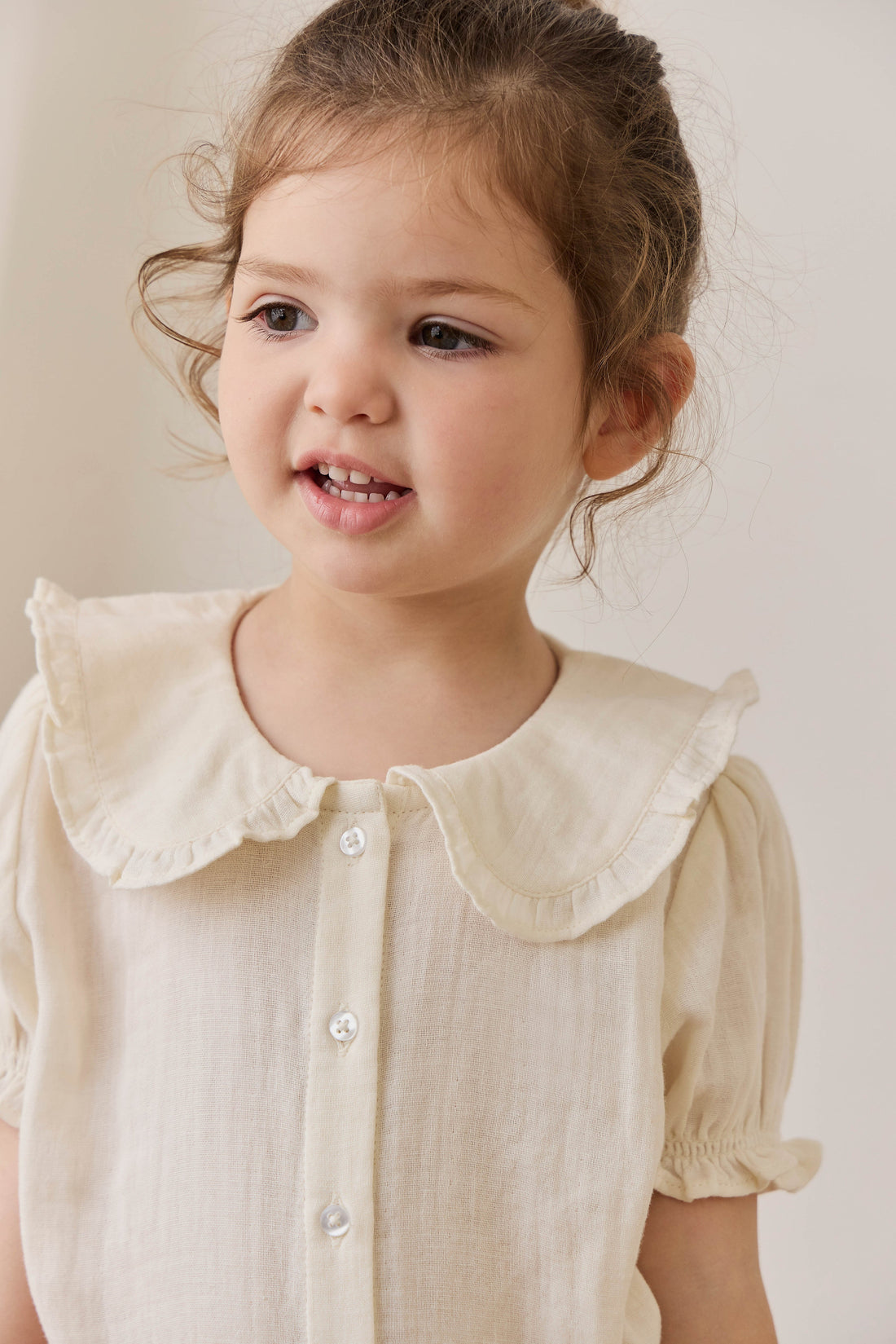 Organic Cotton Muslin Bowie Blouse - Parchment Childrens Top from Jamie Kay Australia