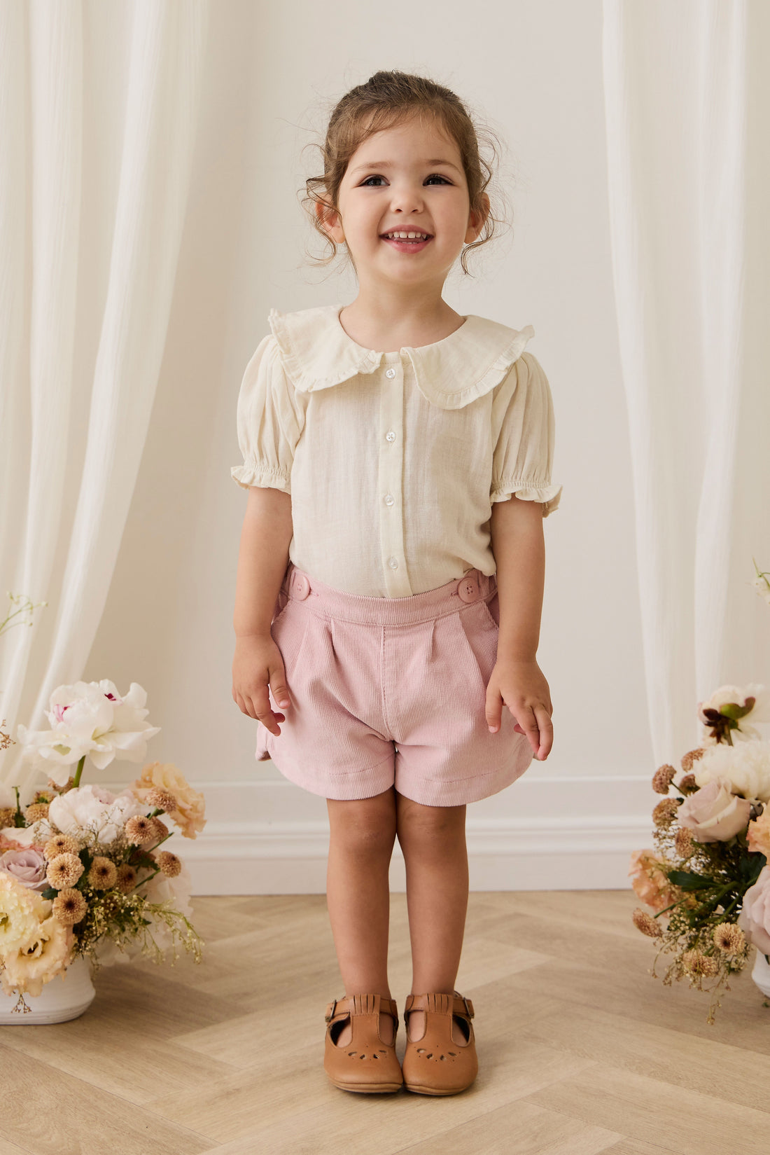 Organic Cotton Muslin Bowie Blouse - Parchment Childrens Top from Jamie Kay Australia