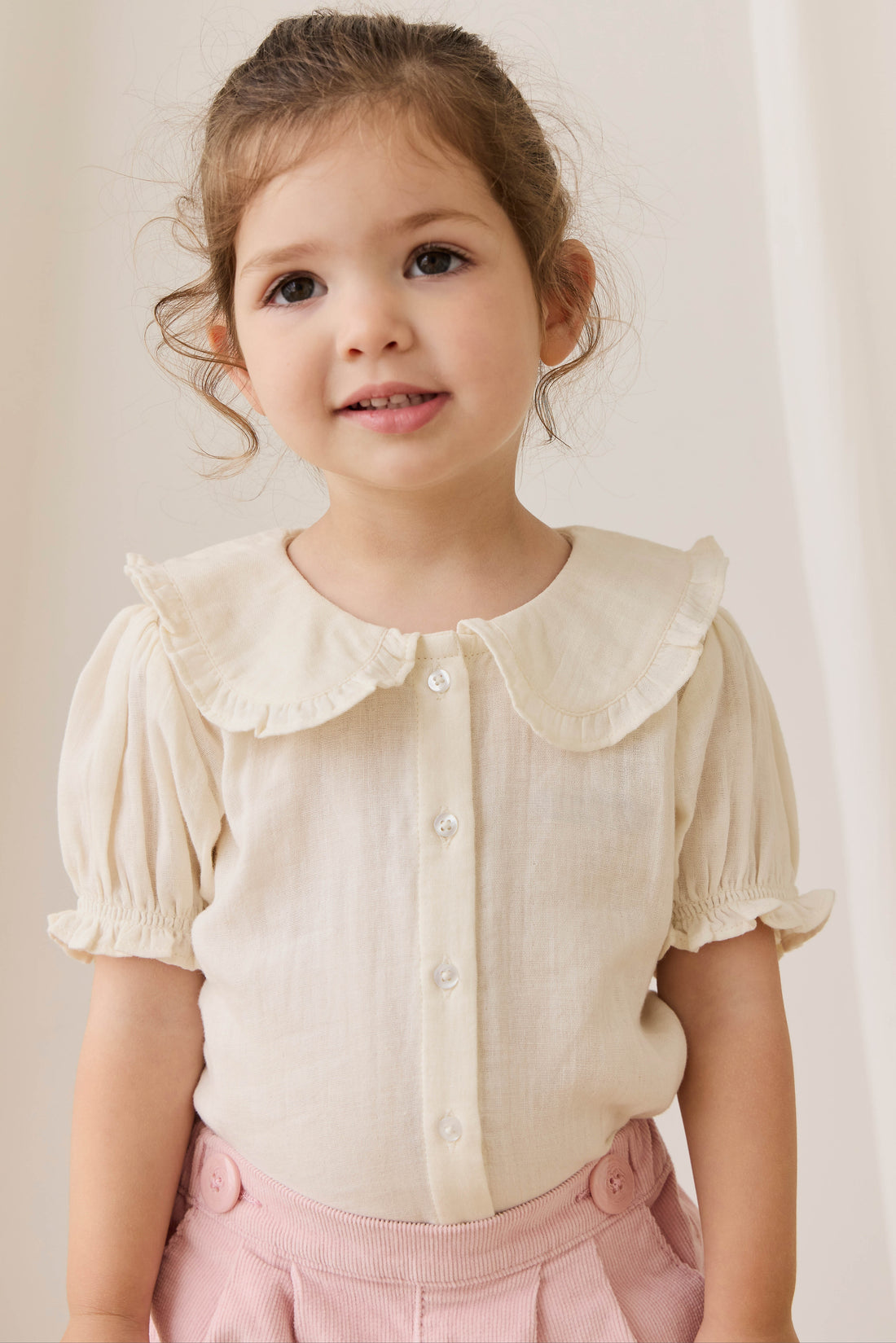 Organic Cotton Muslin Bowie Blouse - Parchment Childrens Top from Jamie Kay Australia