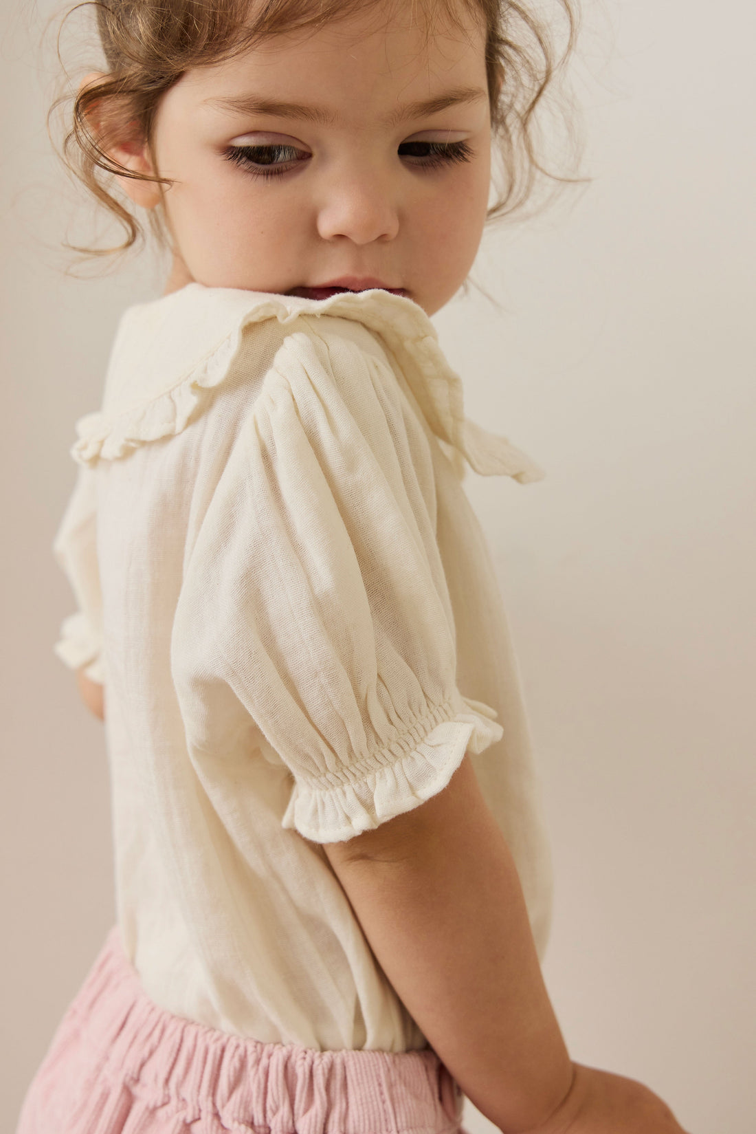 Organic Cotton Muslin Bowie Blouse - Parchment Childrens Top from Jamie Kay Australia