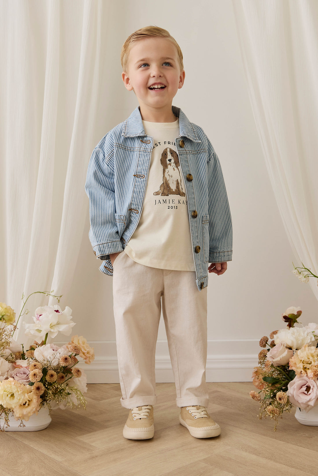 Marshall Long Sleeve Top - Parchment Best Friends Childrens Top from Jamie Kay Australia