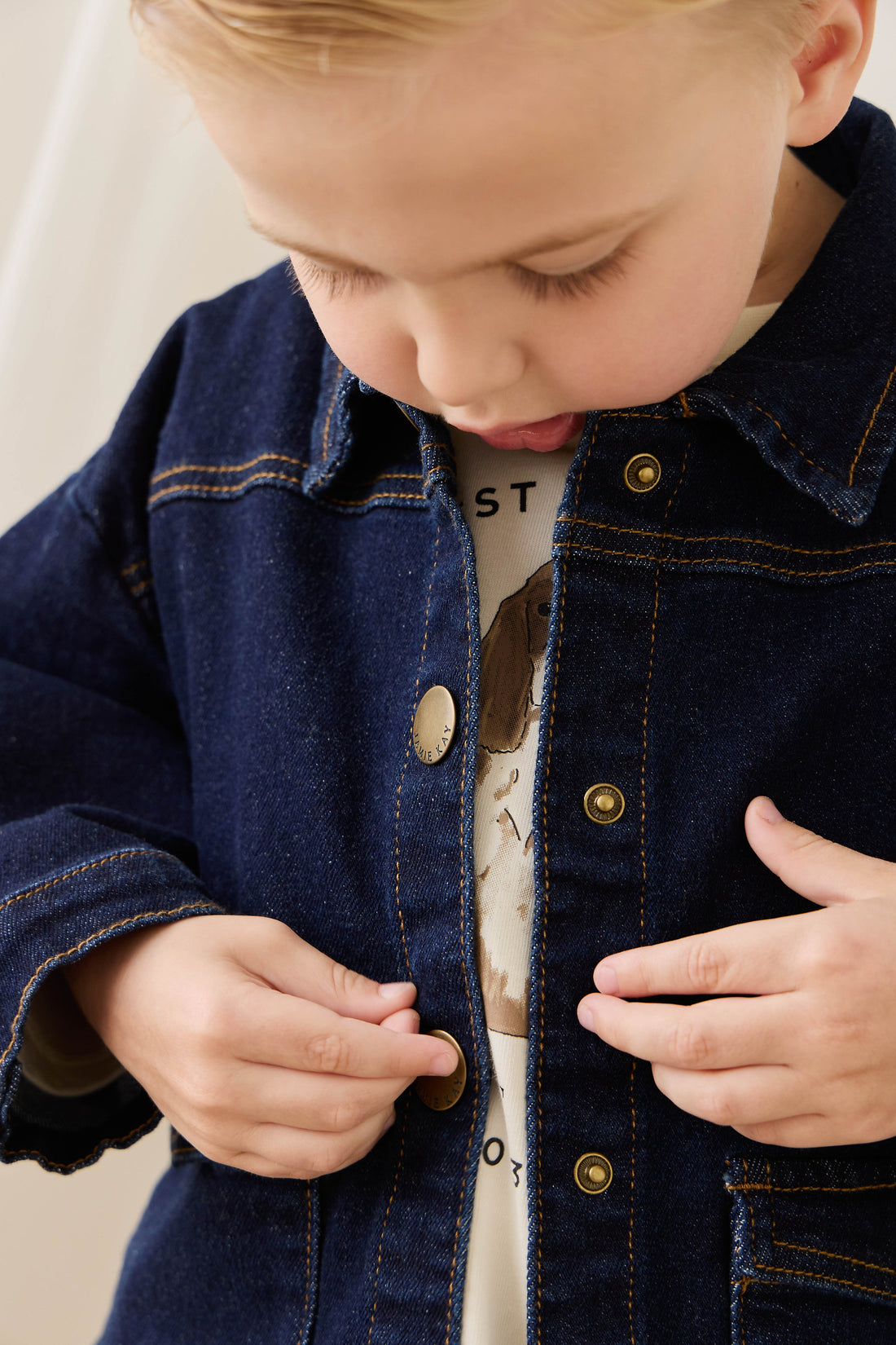 Arbor Jacket - Mid Indigo Denim Childrens Jacket from Jamie Kay Australia