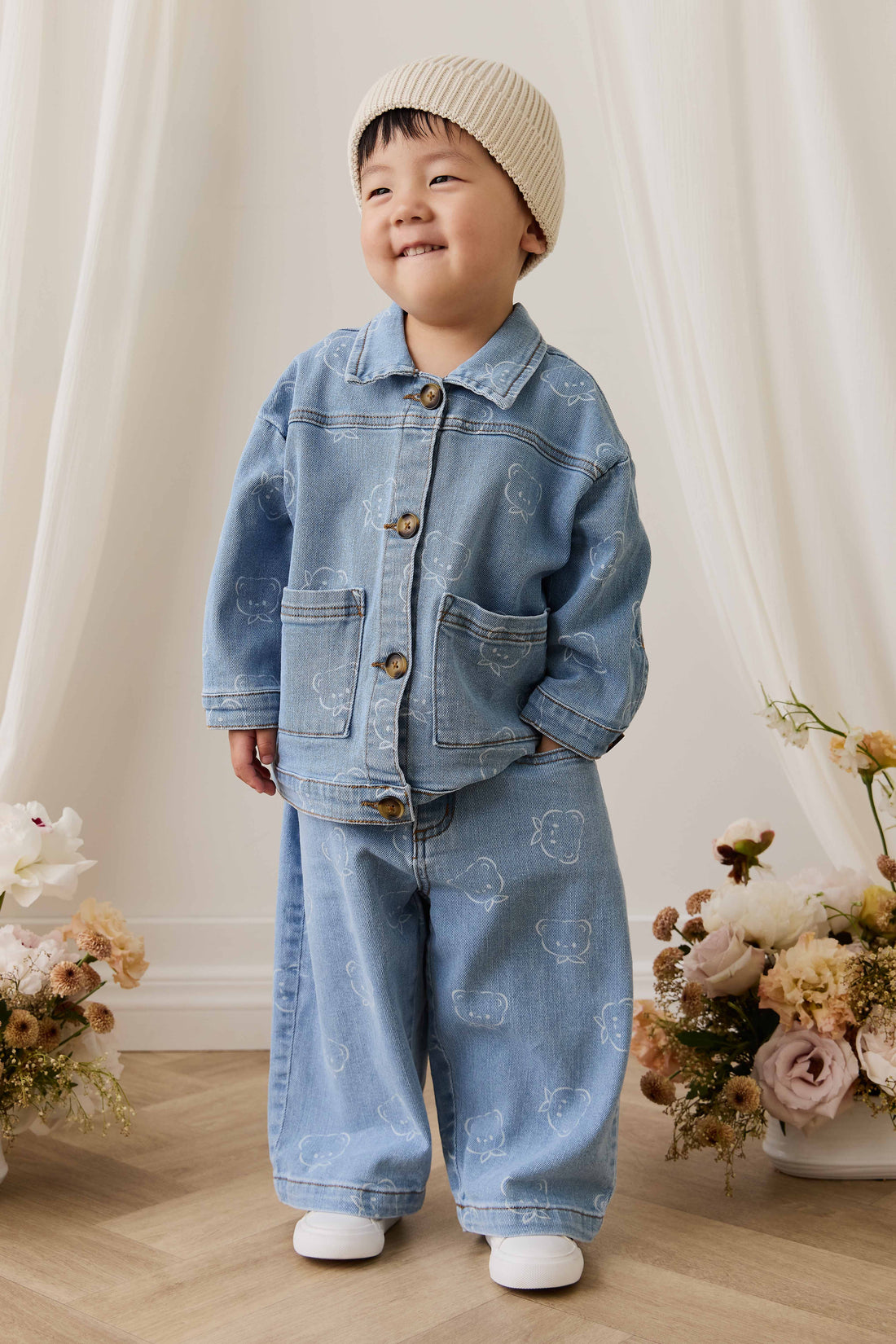 Abel Pant - Bowie Bear Denim Childrens Pant from Jamie Kay Australia