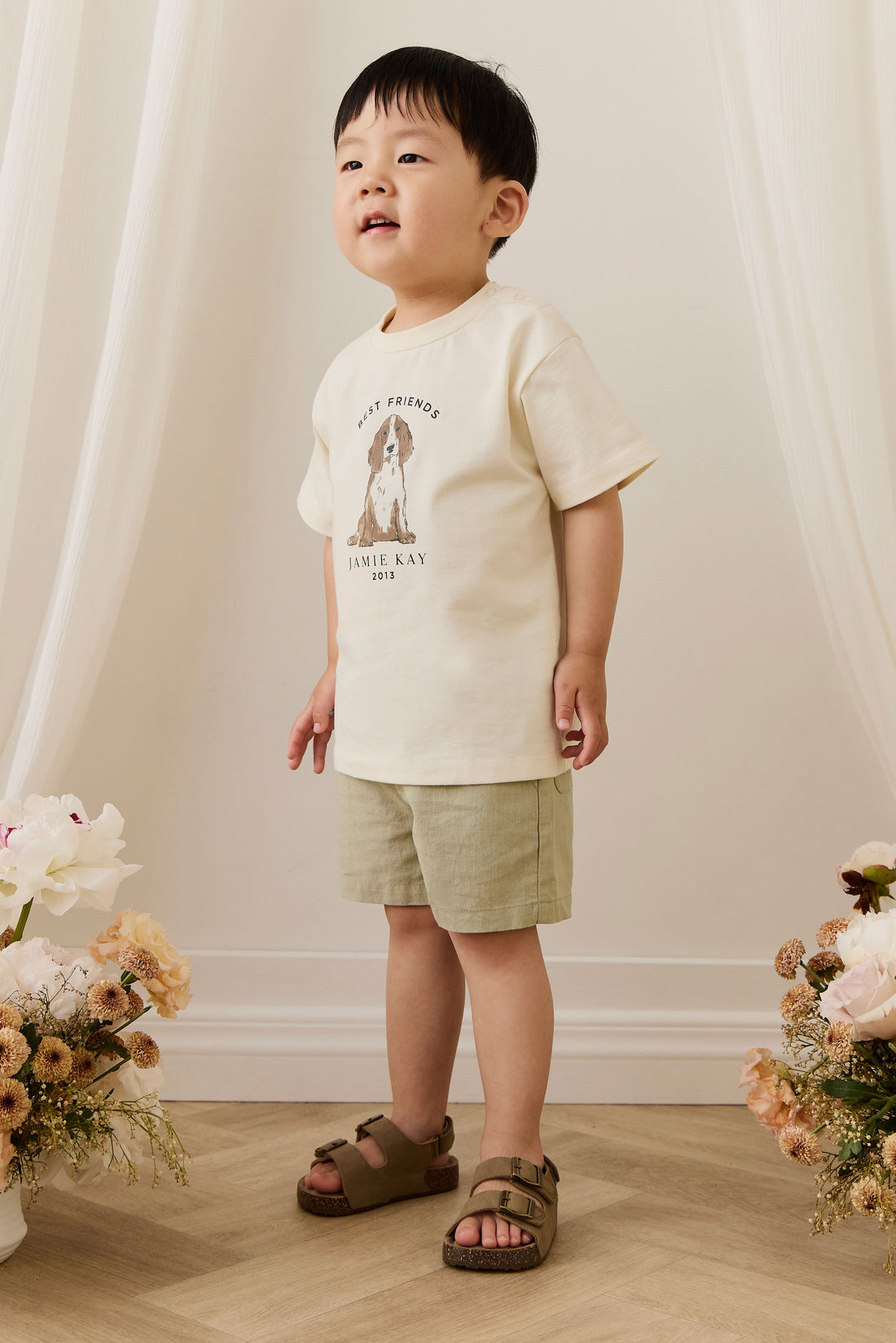 Organic Cotton Bjorn Tee - Parchment Best Friends Childrens Top from Jamie Kay Australia