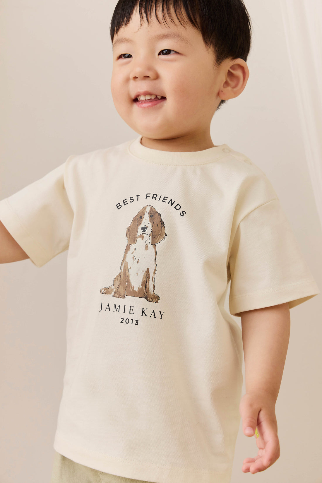 Organic Cotton Bjorn Tee - Parchment Best Friends Childrens Top from Jamie Kay Australia