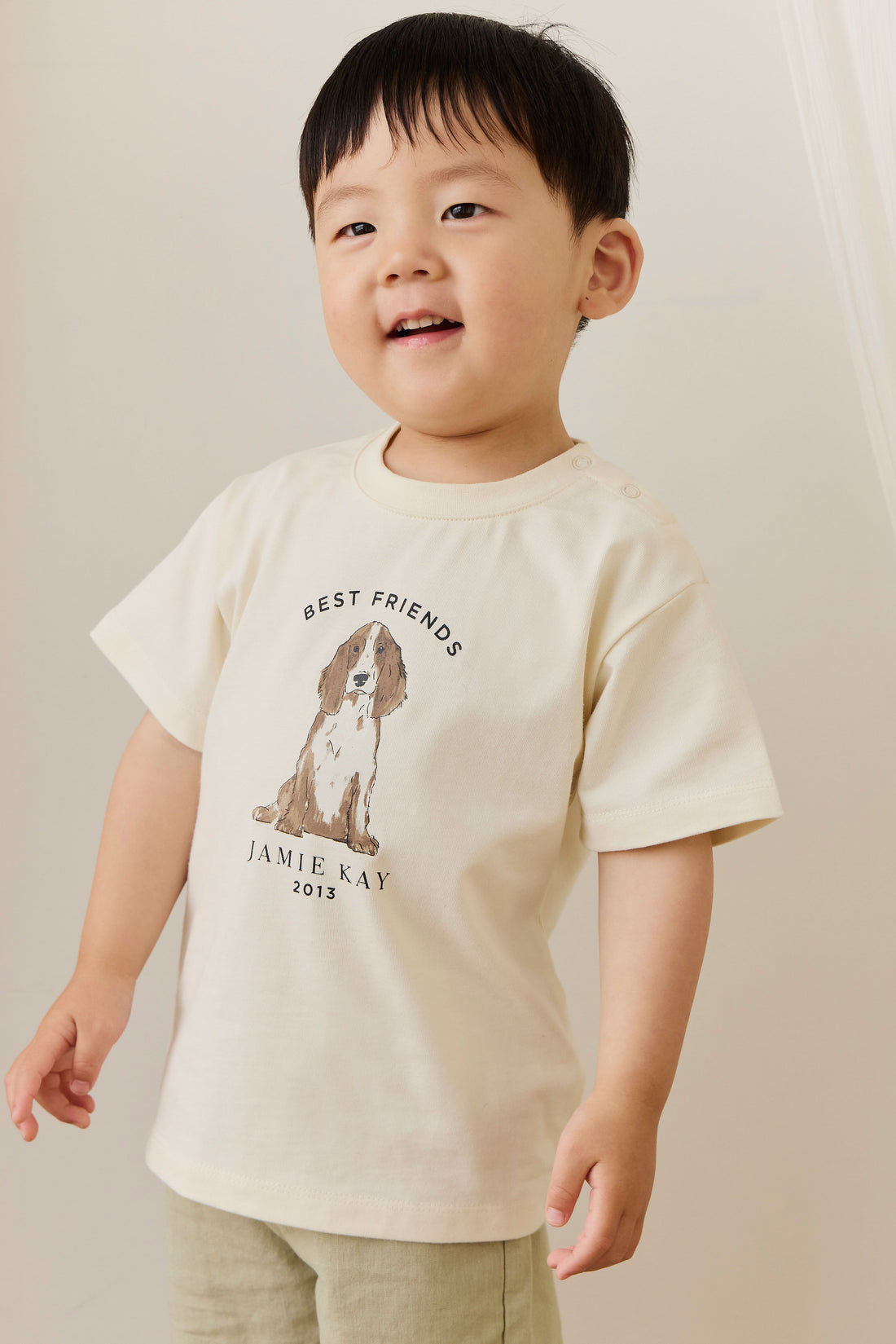 Organic Cotton Bjorn Tee - Parchment Best Friends Childrens Top from Jamie Kay Australia