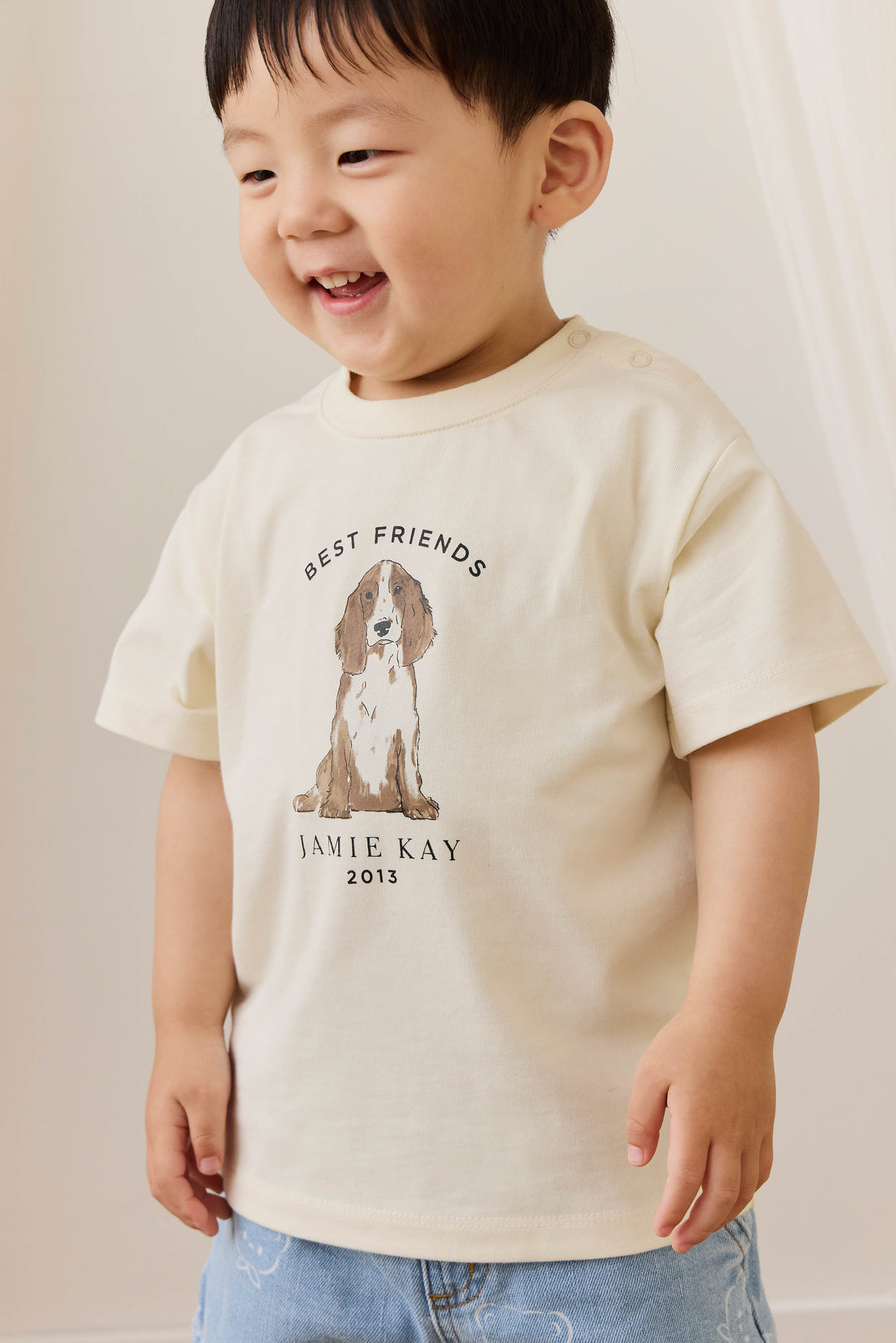 Organic Cotton Bjorn Tee - Parchment Best Friends Childrens Top from Jamie Kay Australia