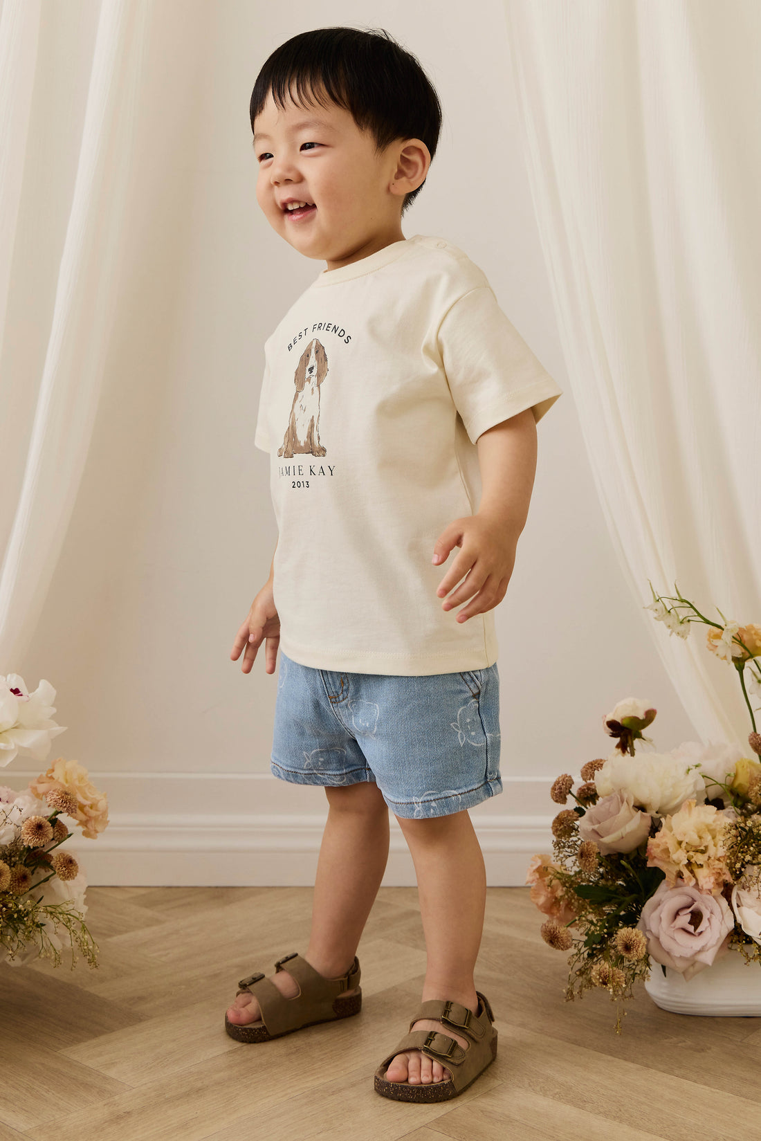 Organic Cotton Bjorn Tee - Parchment Best Friends Childrens Top from Jamie Kay Australia