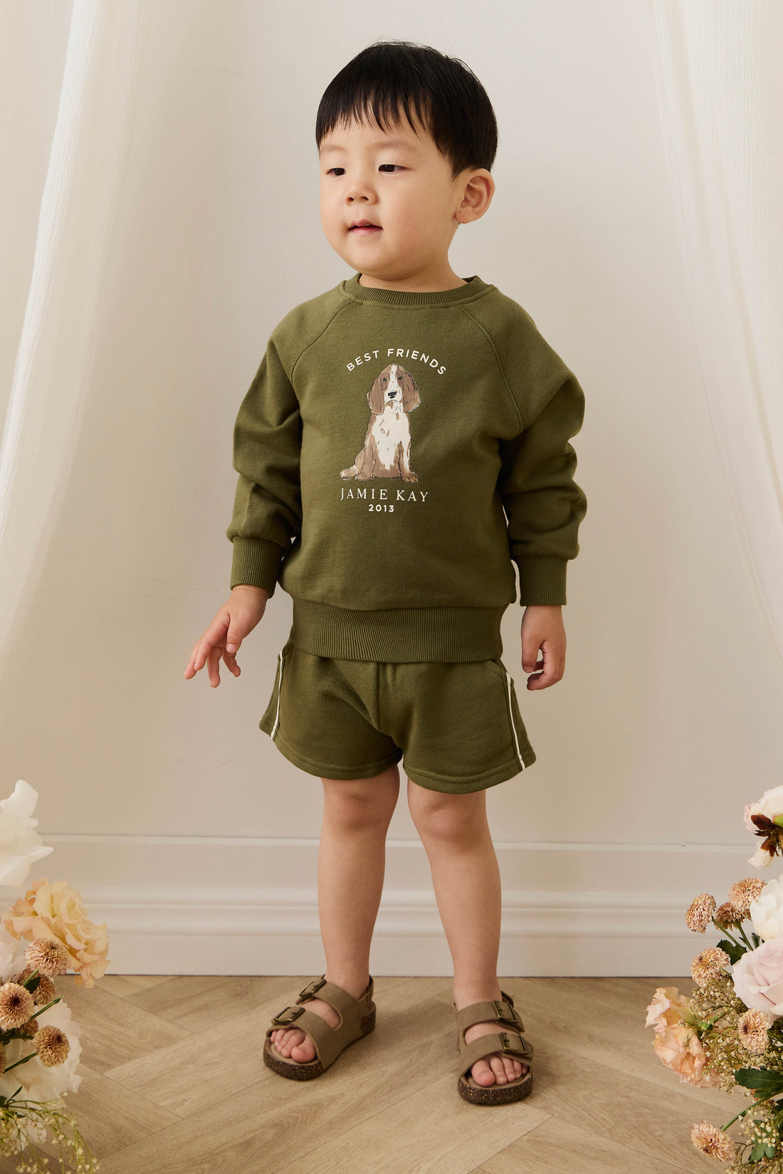 Organic Cotton Nash Short - Sicilian Olive Childrens Shorts from Jamie Kay Australia