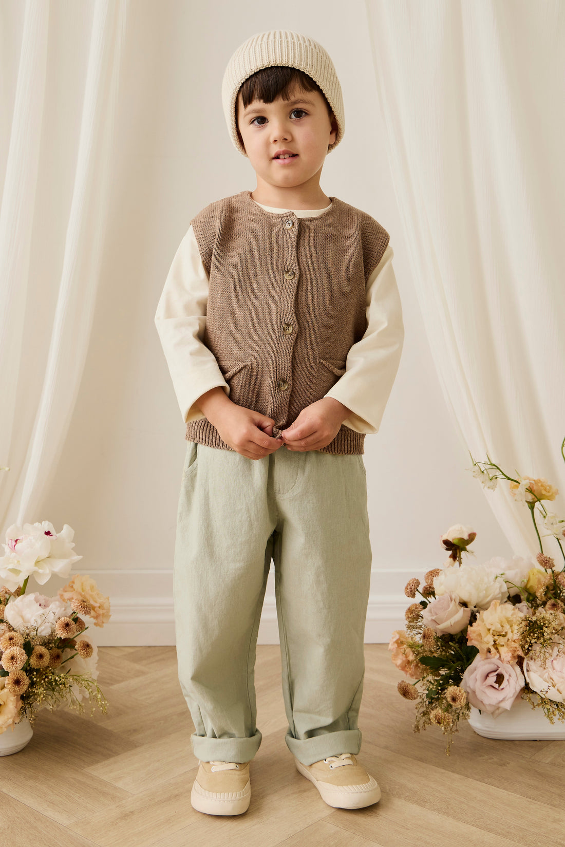 Ali Linen/Cotton Pant - Lichen Childrens Pant from Jamie Kay Australia