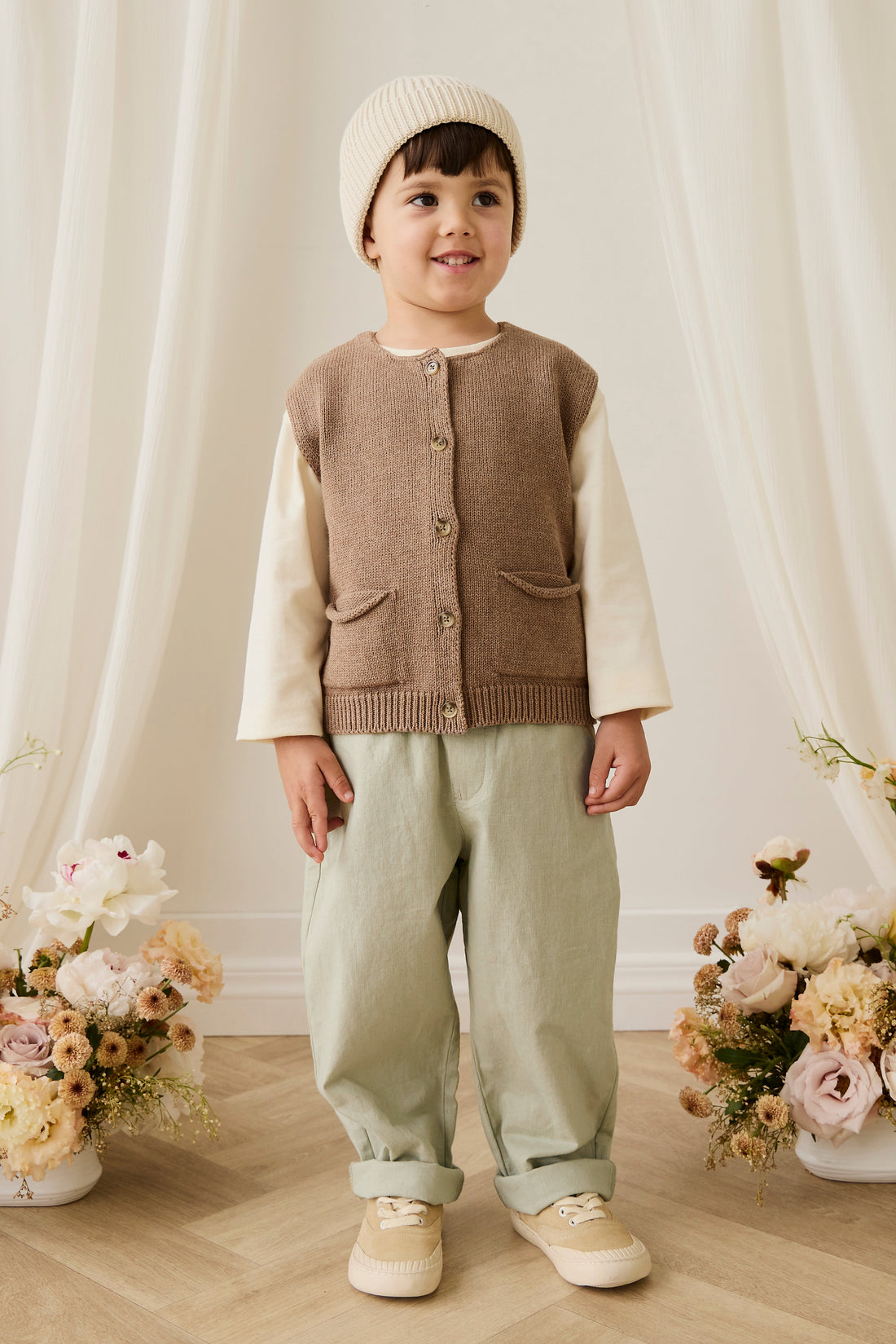 Ali Linen/Cotton Pant - Lichen Childrens Pant from Jamie Kay Australia