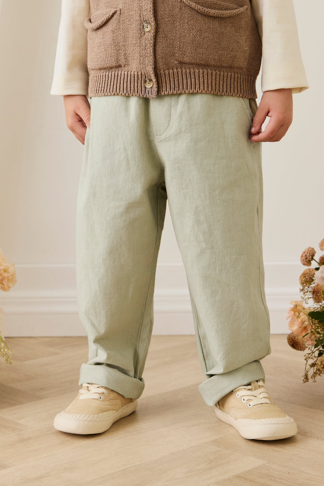 Ali Linen/Cotton Pant - Lichen Childrens Pant from Jamie Kay Australia