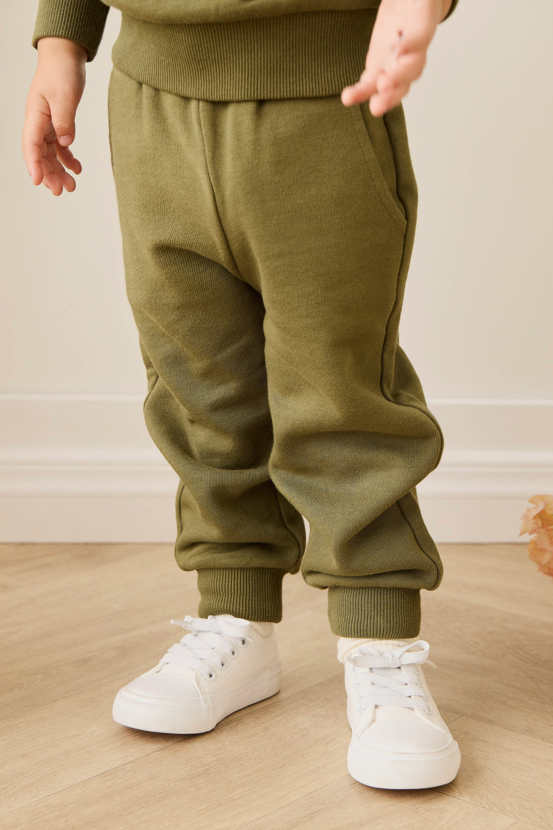 Organic Cotton Nash Track Pant - Sicilian Olive Childrens Pant from Jamie Kay Australia