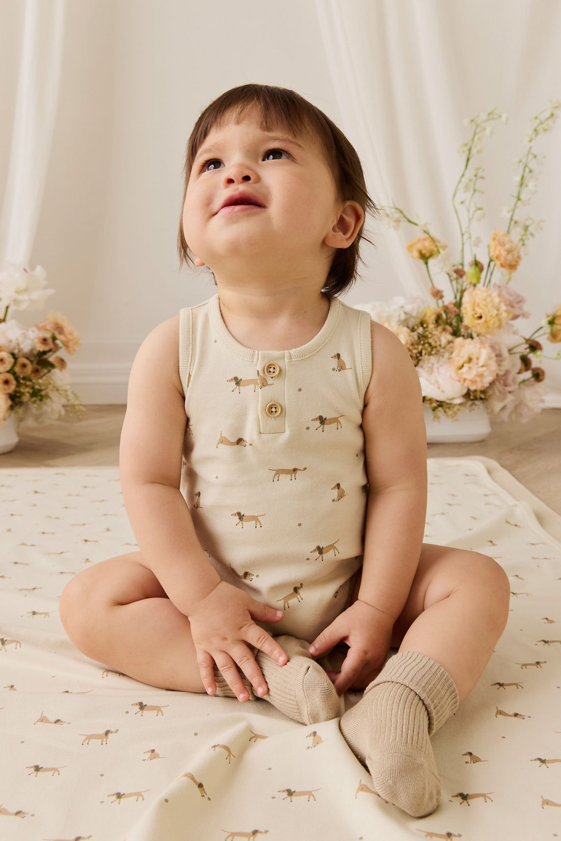 Organic Cotton Archie Playsuit - Play Ball Cassava Childrens Playsuit from Jamie Kay Australia