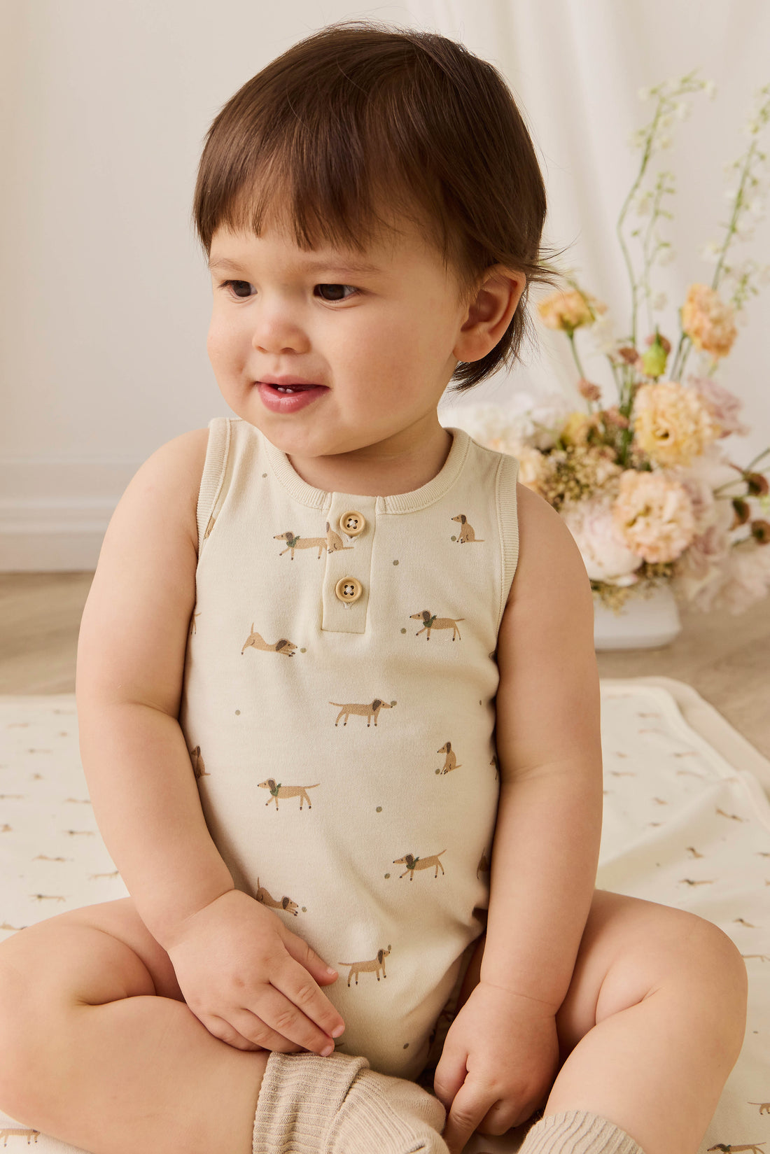 Organic Cotton Archie Playsuit - Play Ball Cassava Childrens Playsuit from Jamie Kay Australia