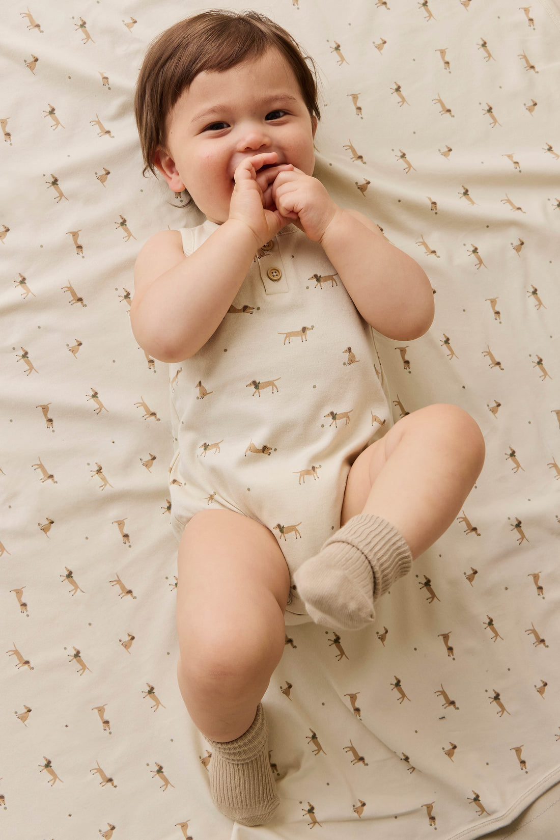Organic Cotton Archie Playsuit - Play Ball Cassava Childrens Playsuit from Jamie Kay Australia