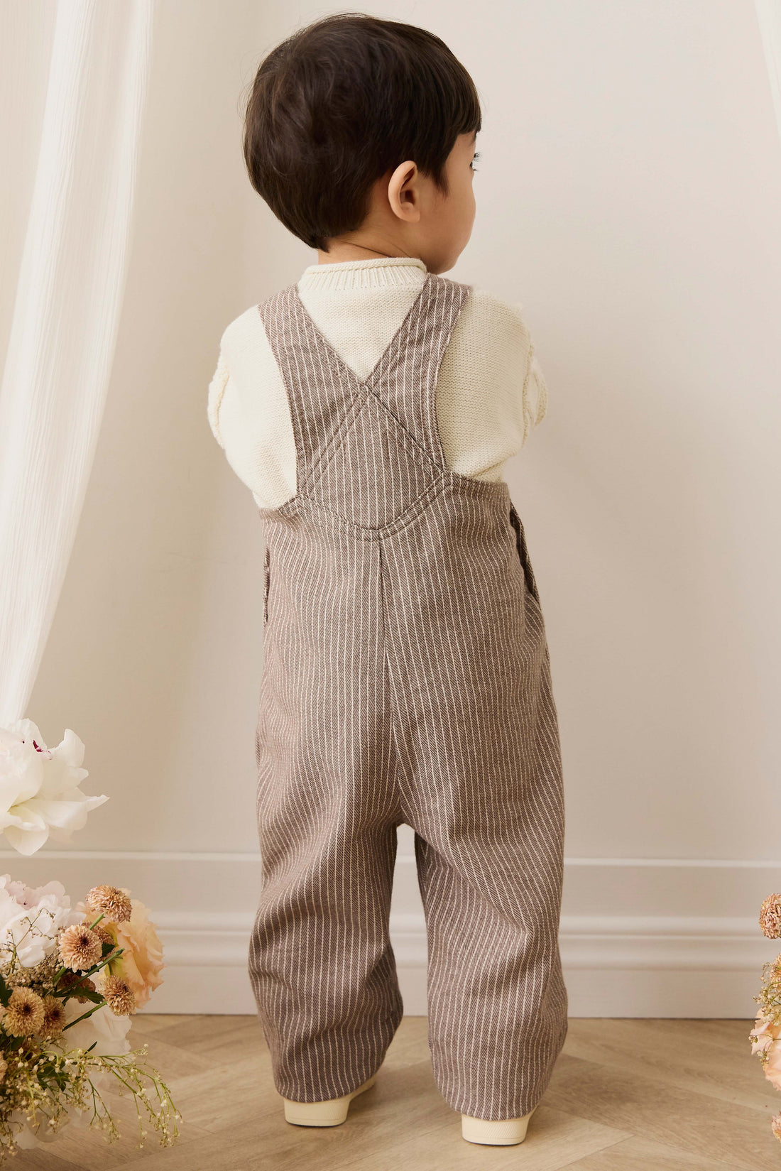 Blair Overall - Mini Pinstripe Cassava / Iroko Childrens Overall from Jamie Kay Australia