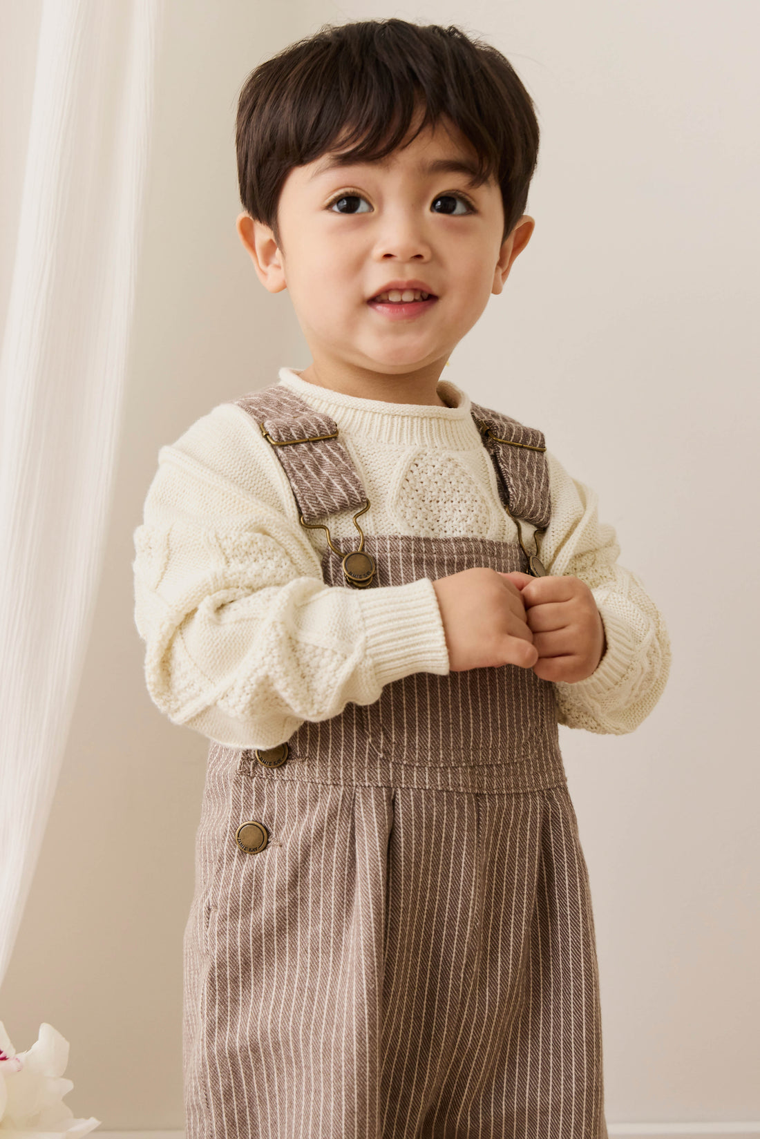 Blair Overall - Mini Pinstripe Cassava / Iroko Childrens Overall from Jamie Kay Australia