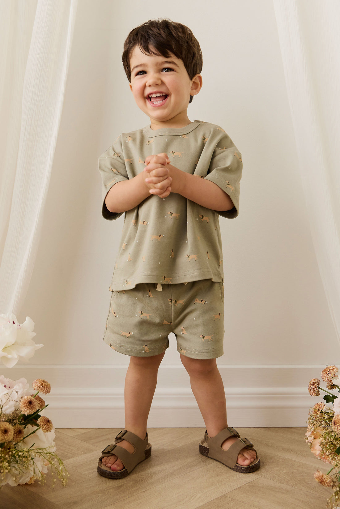 Pima Cotton Wesley Short - Play Ball Vert Childrens Short from Jamie Kay Australia