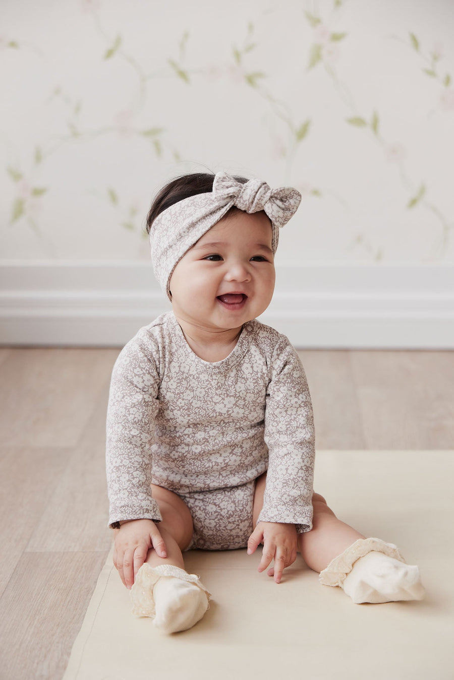 Organic Cotton Headband - Greta Floral Bark Childrens Headband from Jamie Kay Australia