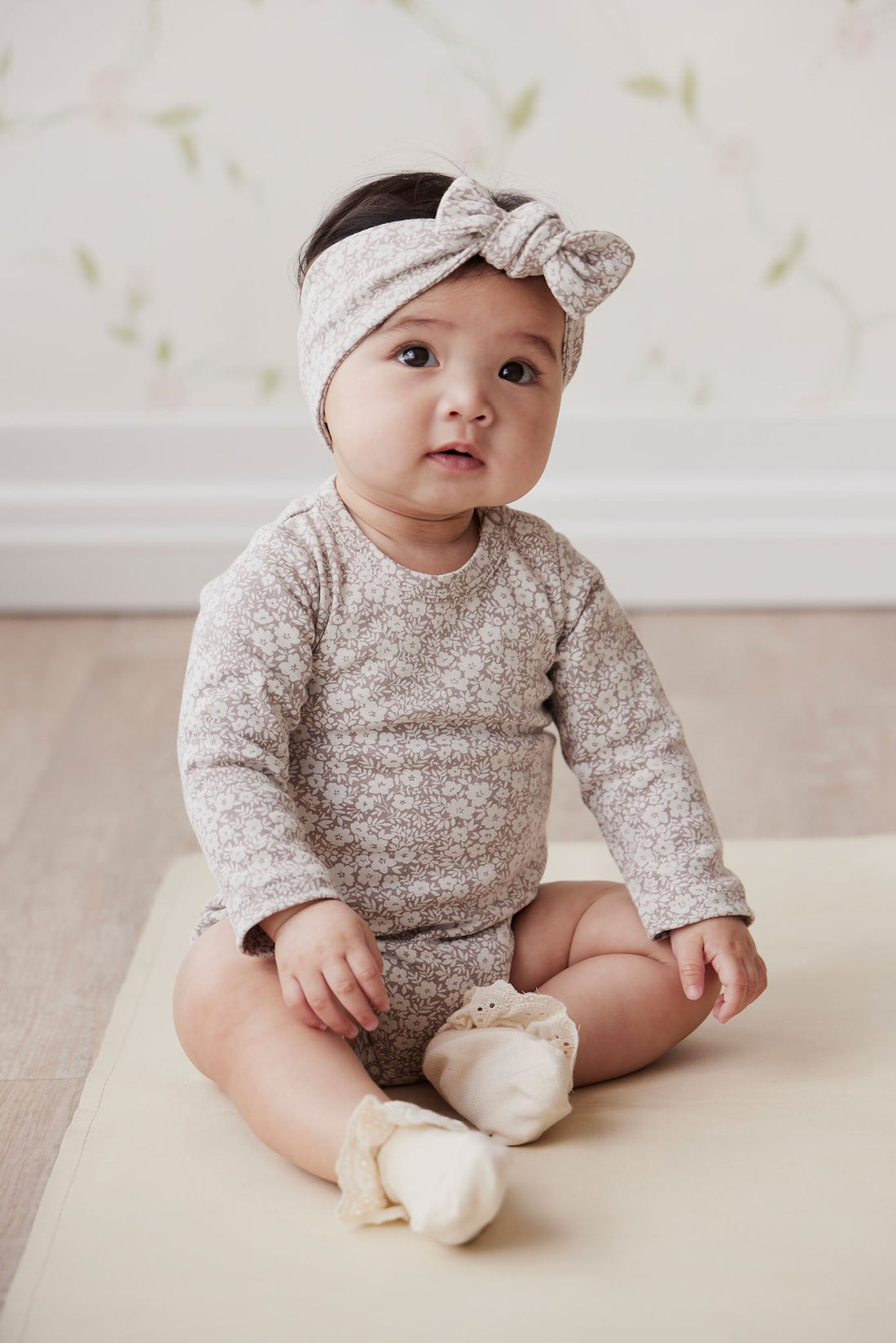 Organic Cotton Headband - Greta Floral Bark Childrens Headband from Jamie Kay Australia