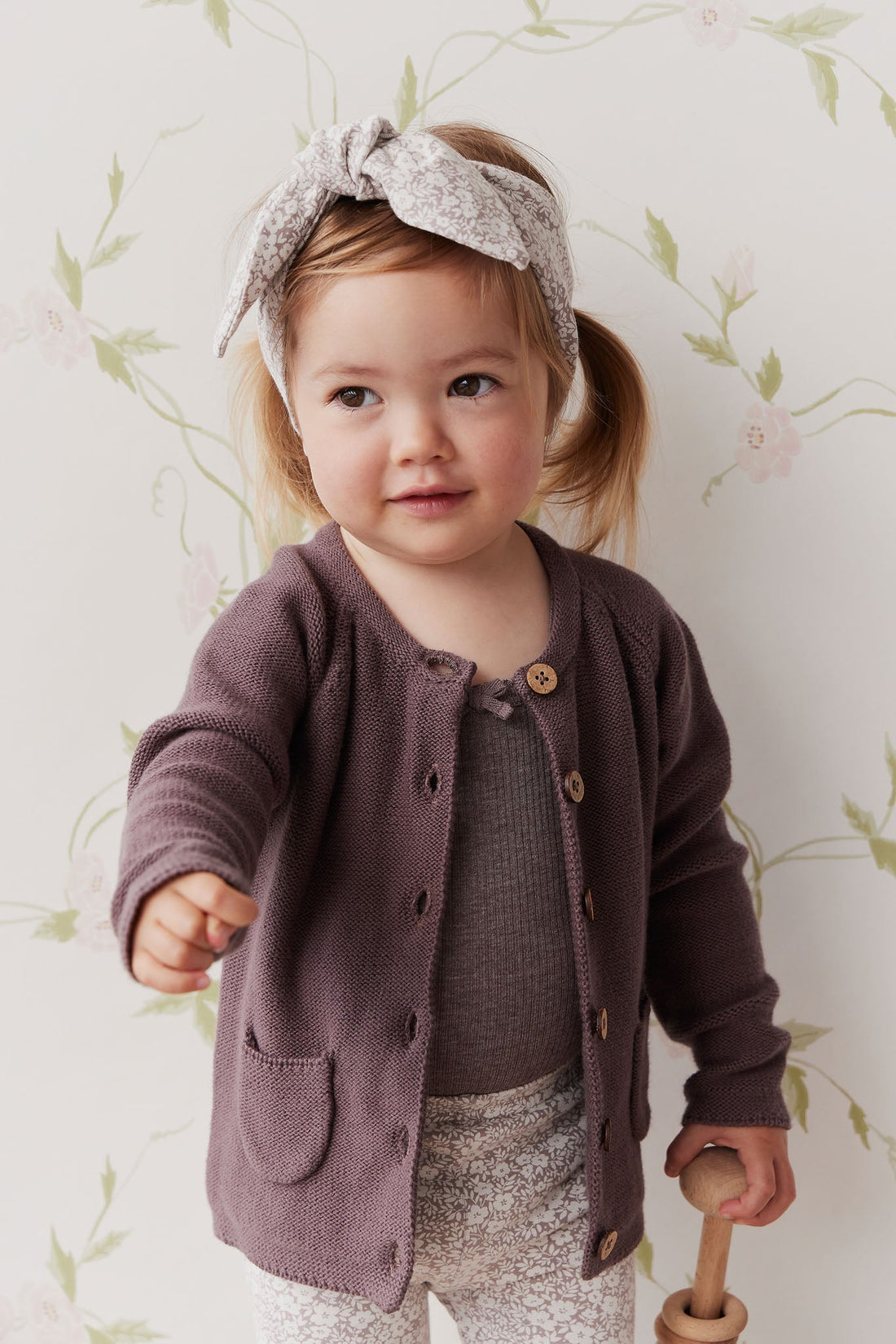 Organic Cotton Headband - Greta Floral Bark Childrens Headband from Jamie Kay Australia