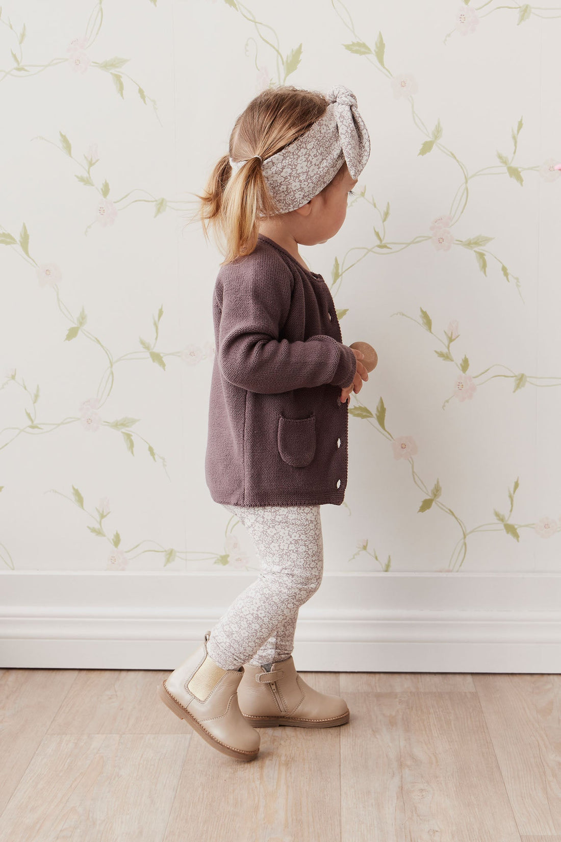 Organic Cotton Headband - Greta Floral Bark Childrens Headband from Jamie Kay Australia