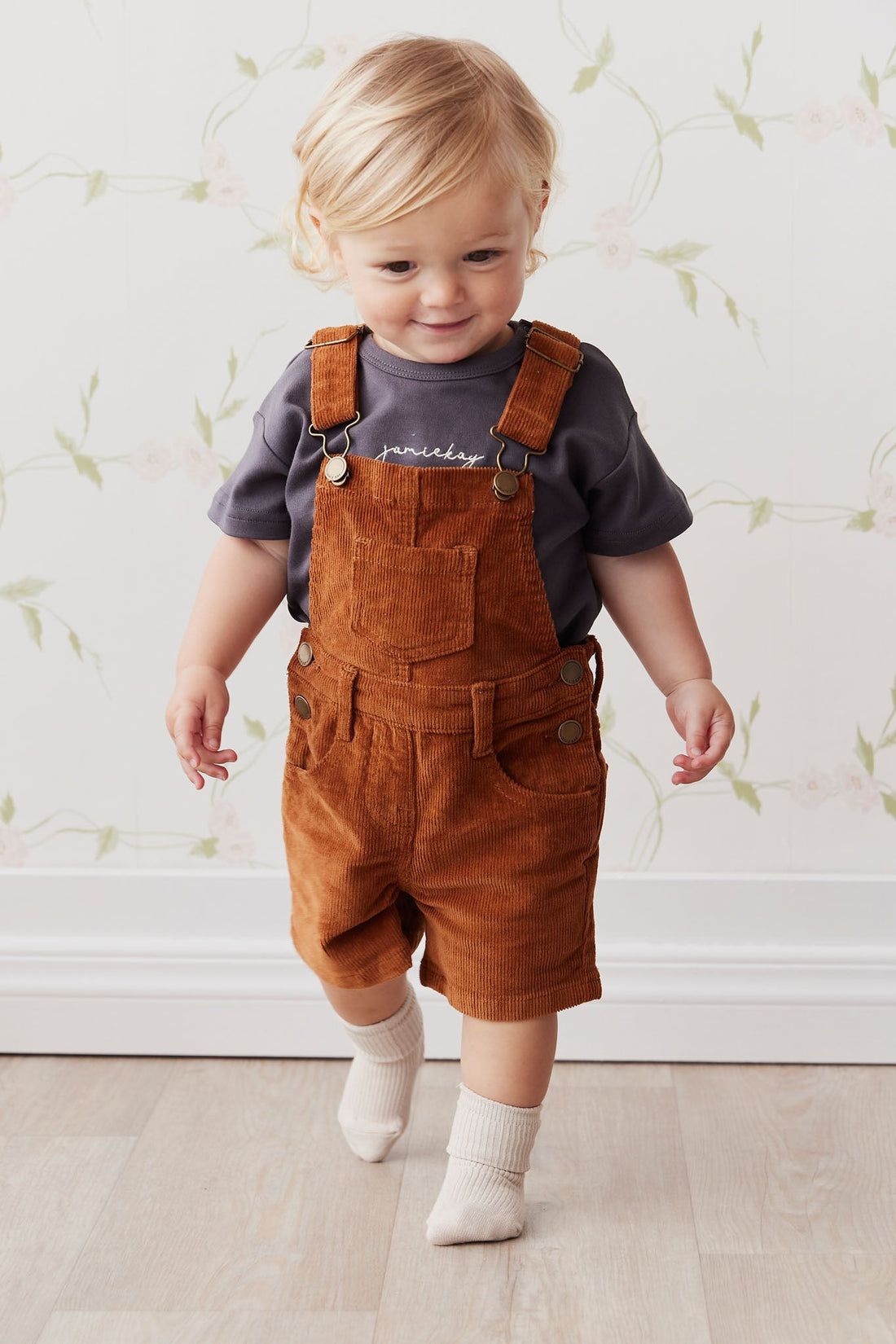 Casey Cord Short Overall - Cinnamon Childrens Overall from Jamie Kay Australia